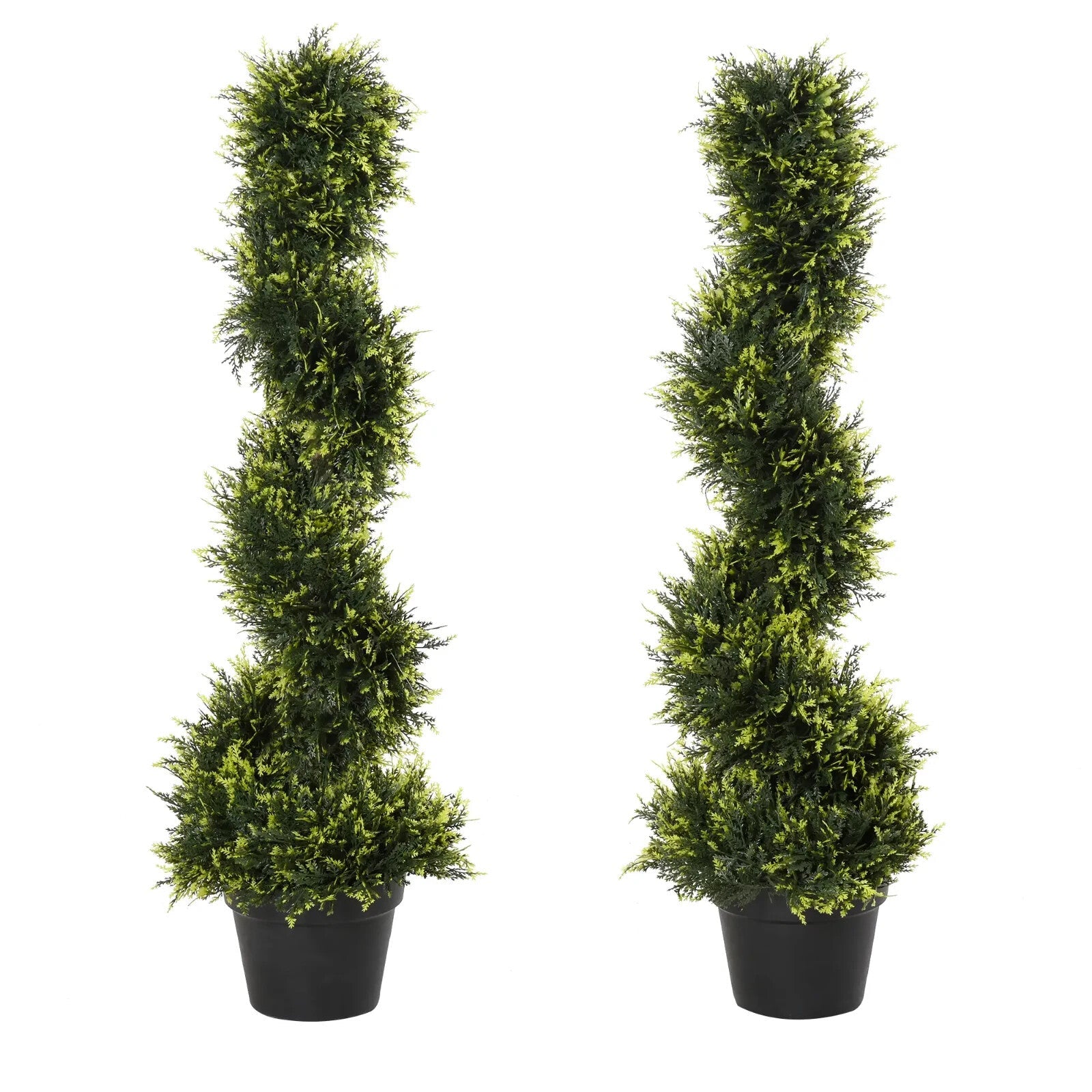 Set of Two 90cm Artificial Spiral Topiary Trees with Pots for Indoor Use Green - Home and Garden Furniture Shop - rustic - furniture