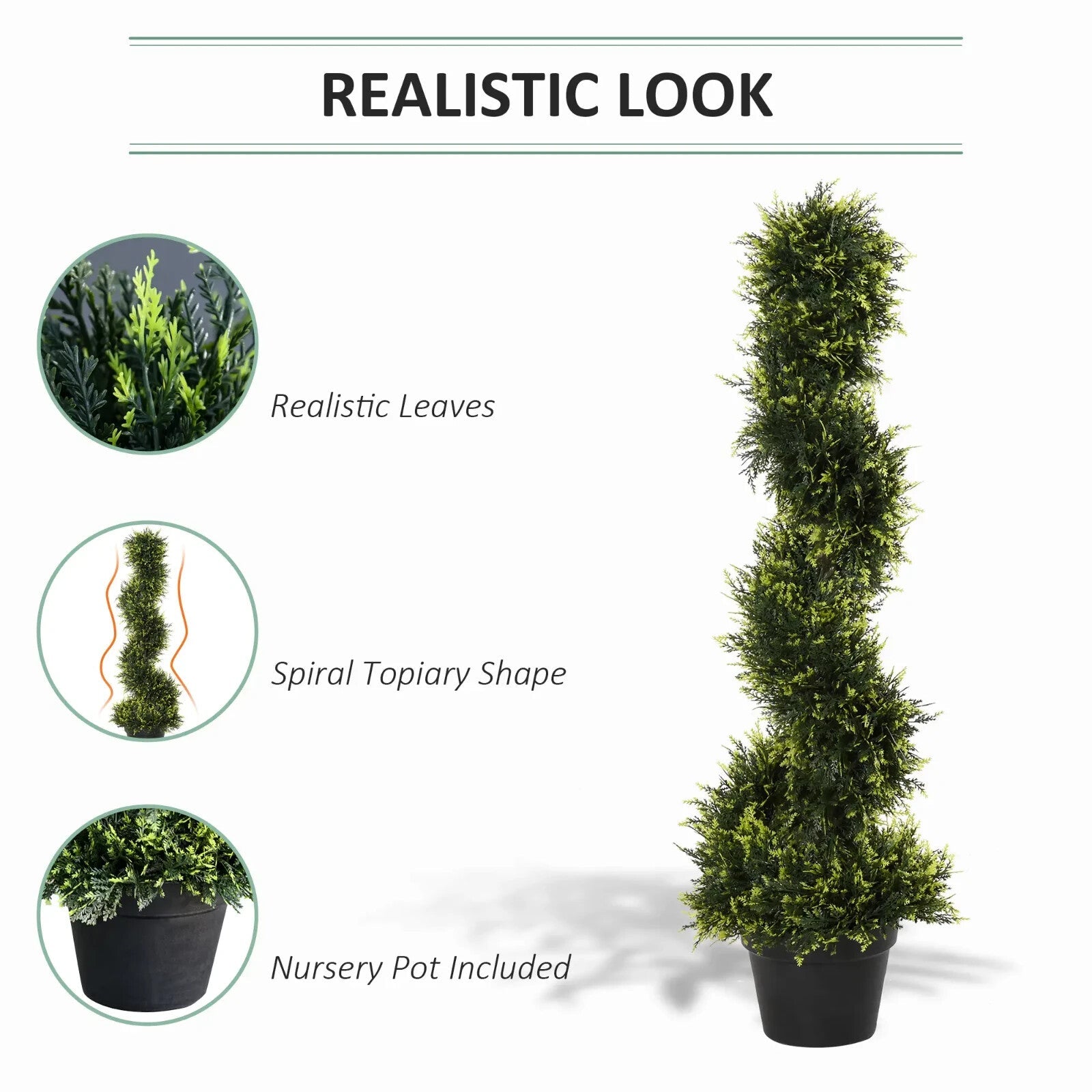 Set of Two 90cm Artificial Spiral Topiary Trees with Pots for Indoor Use Green - Home and Garden Furniture Shop - rustic - furniture