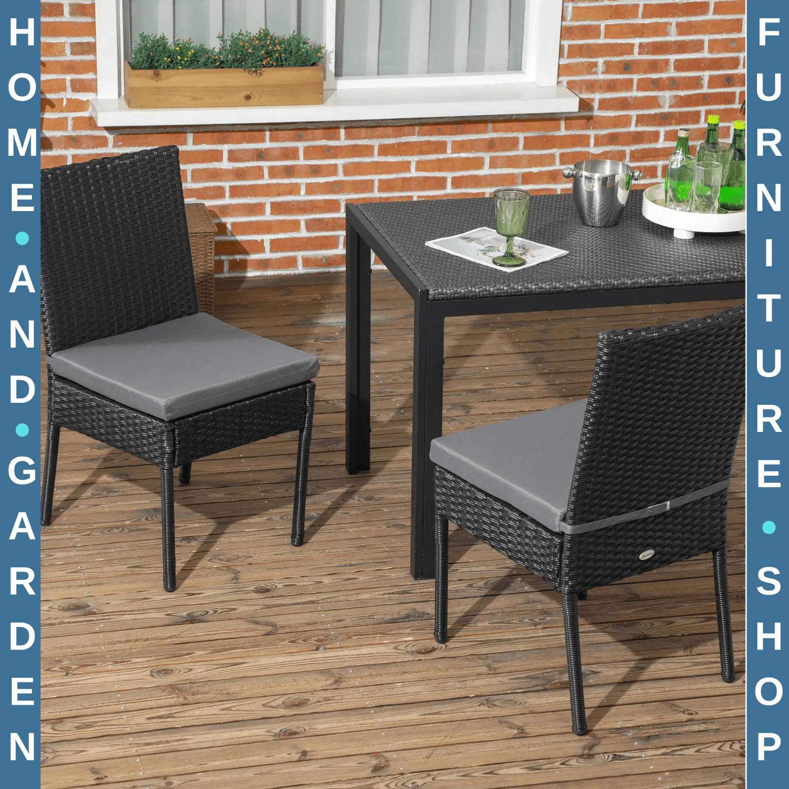 Set of Two Armless Rattan Garden Chairs Outdoor Patio Furniture for Home Balcony - Home and Garden Furniture Shop - rustic - furniture