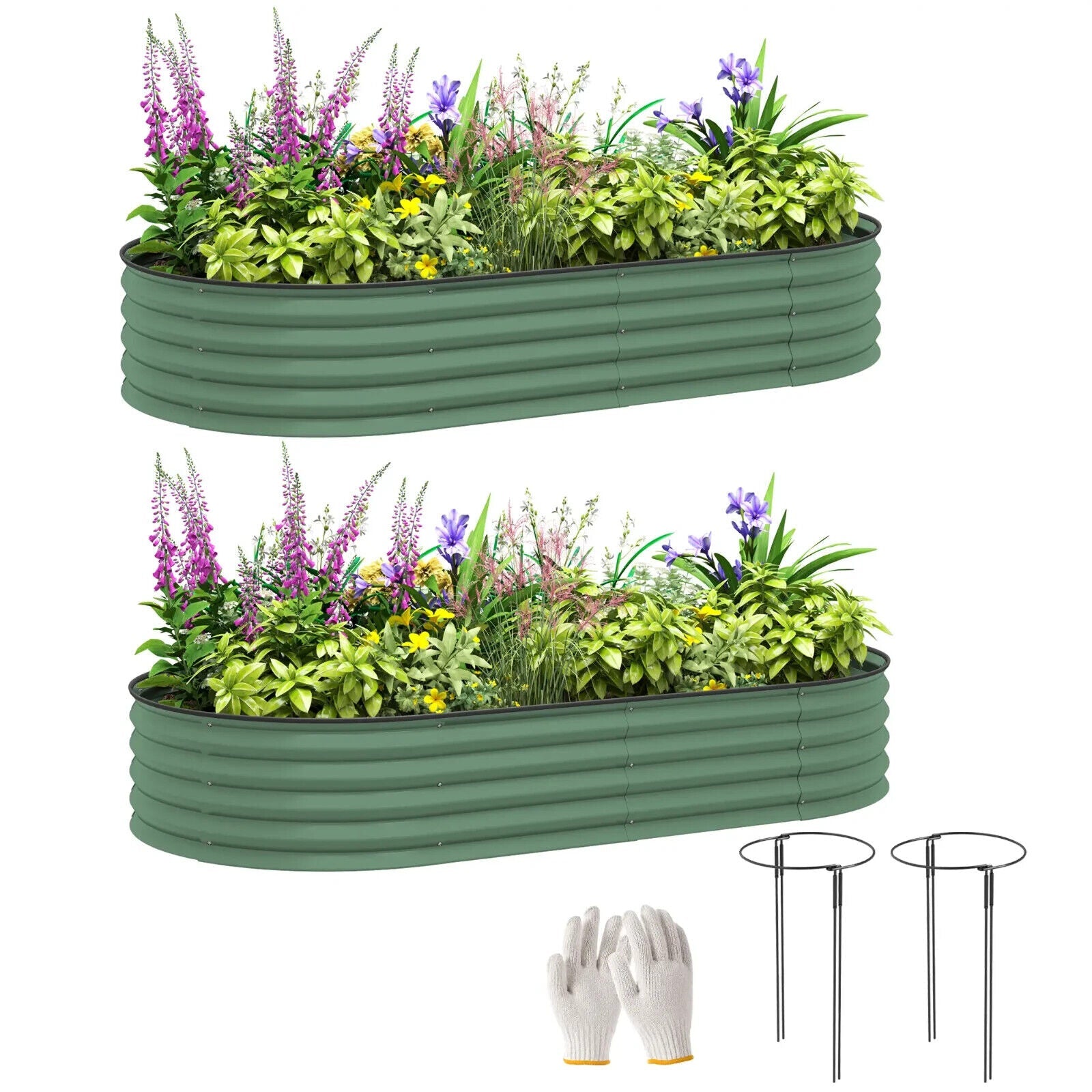 Set Of Two Large Steel Garden Planters Outdoor Raised Beds Metal Flower Boxes - Home and Garden Furniture Shop - #rustic - furniture#