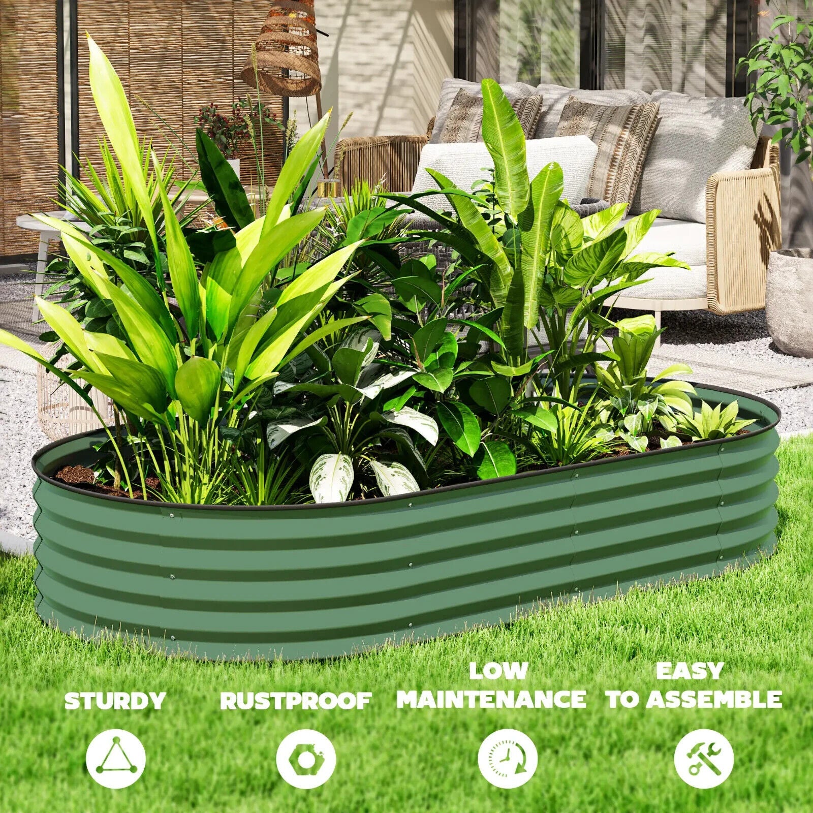 Set Of Two Large Steel Garden Planters Outdoor Raised Beds Metal Flower Boxes - Home and Garden Furniture Shop - #rustic - furniture#