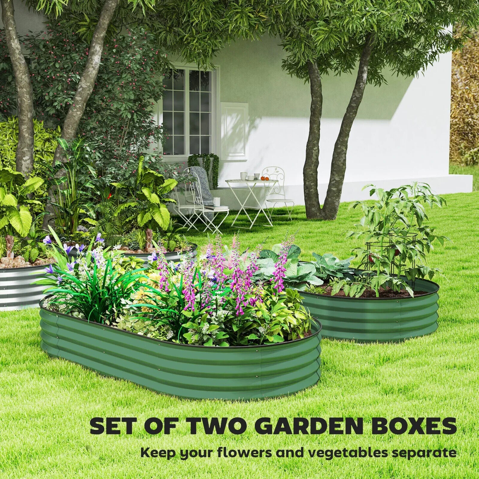 Set Of Two Large Steel Garden Planters Outdoor Raised Beds Metal Flower Boxes - Home and Garden Furniture Shop - #rustic - furniture#
