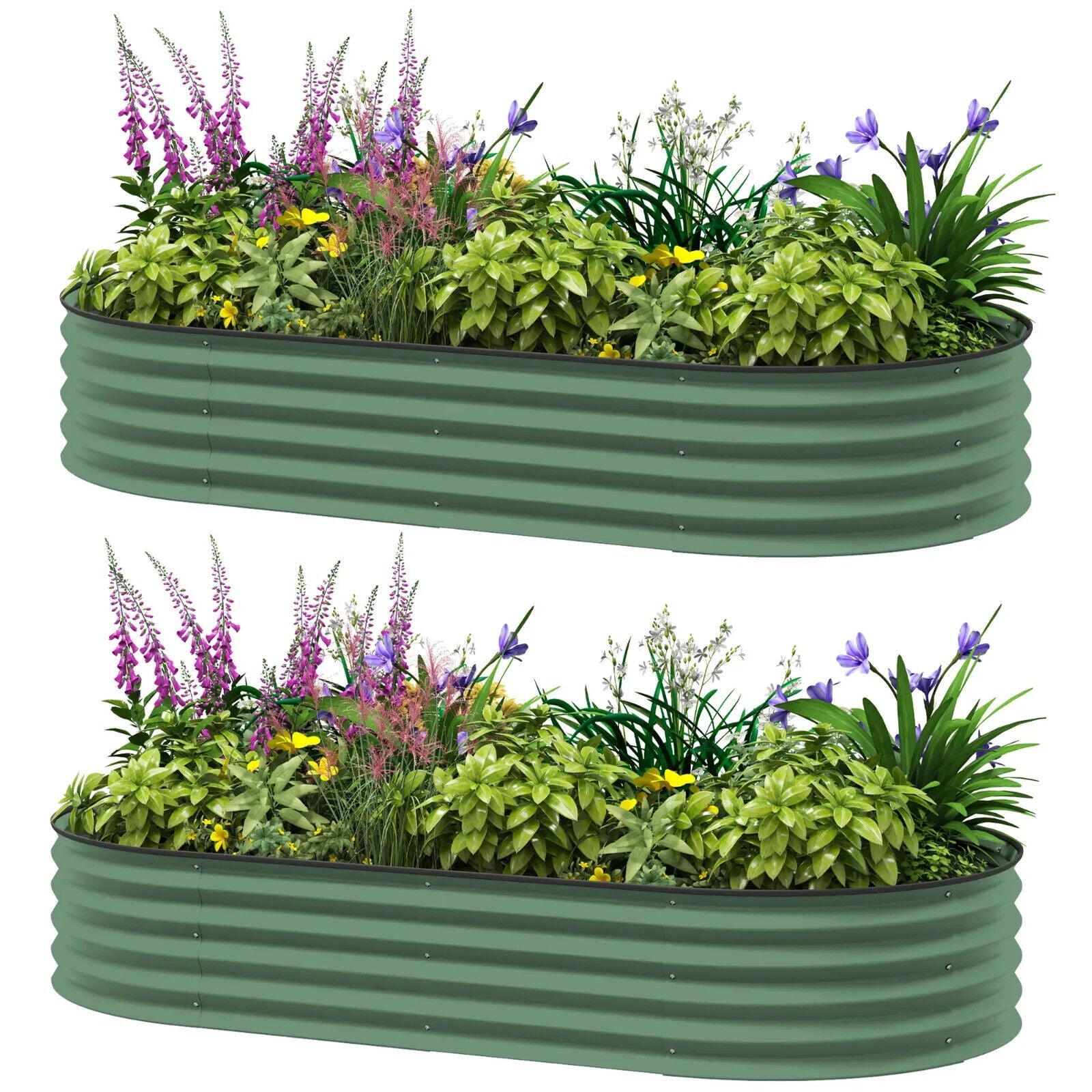 Set Of Two Large Steel Garden Planters Outdoor Raised Beds Metal Flower Boxes - Home and Garden Furniture Shop - #rustic - furniture#