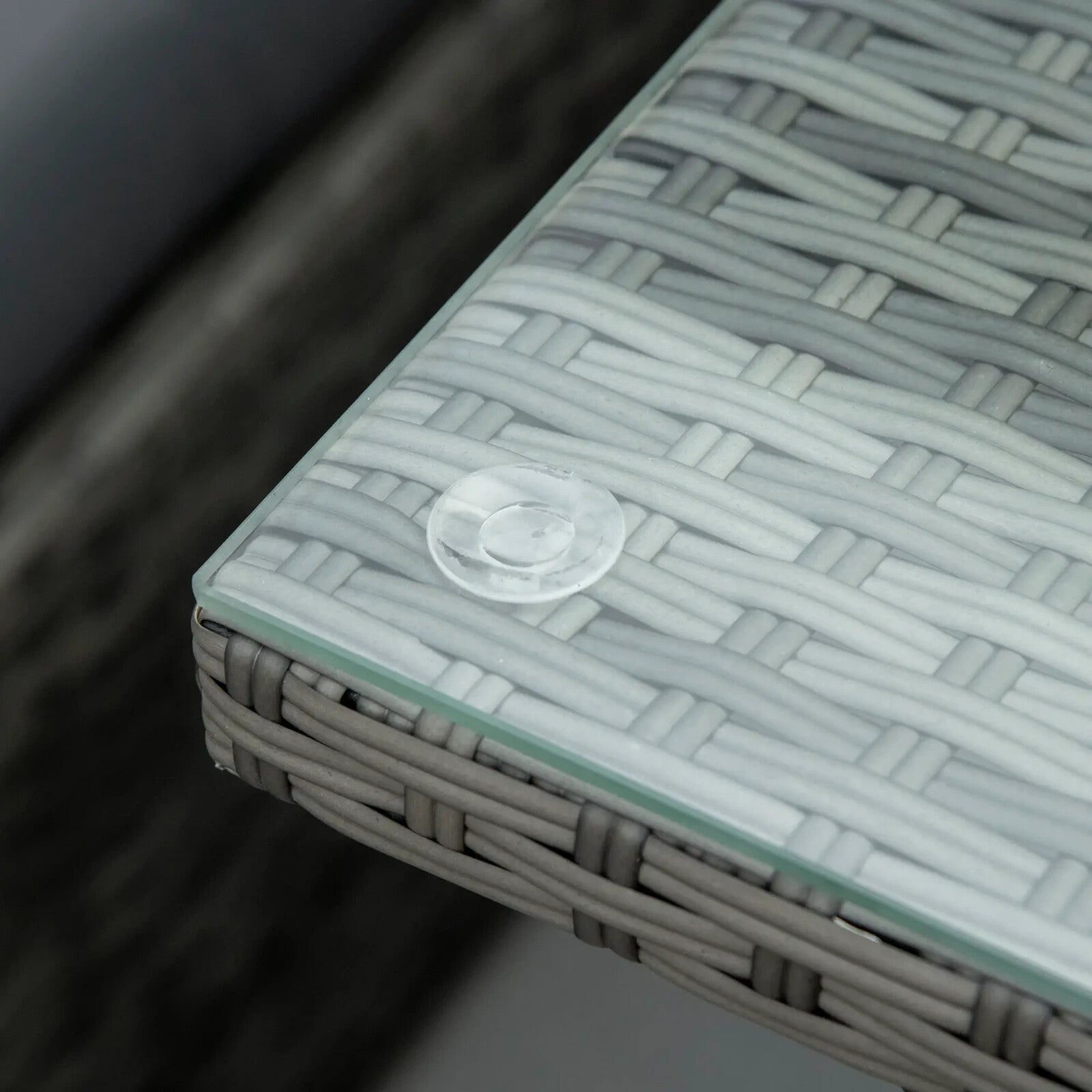 Seven - Piece Rattan Garden Sofa Set with Expanding Table and Stools Cushions Grey - Home and Garden Furniture Shop - rustic - furniture