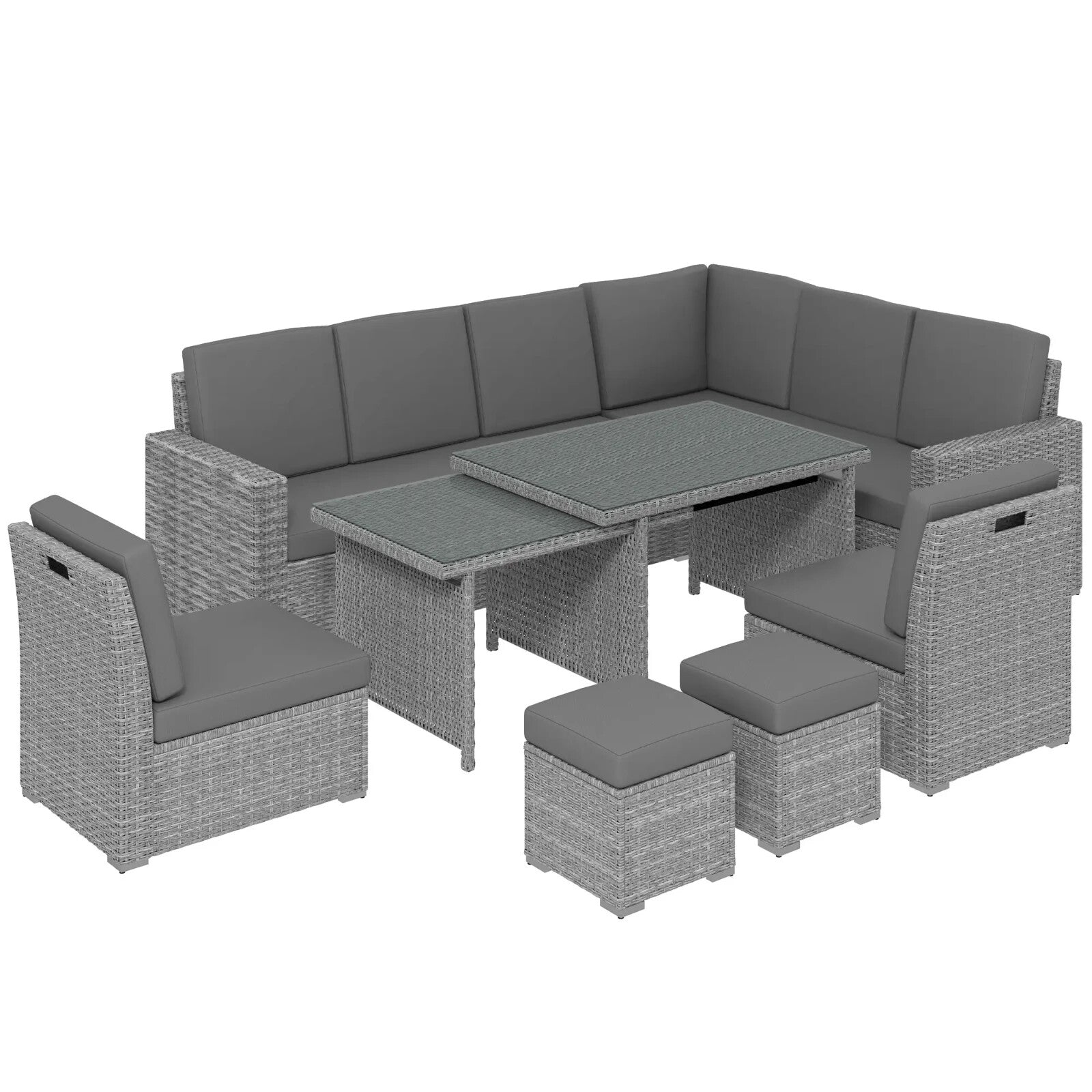 Seven Piece Rattan Garden Sofa Set with Expanding Table Outdoor Furniture Set - Home and Garden Furniture Shop - rustic - furniture
