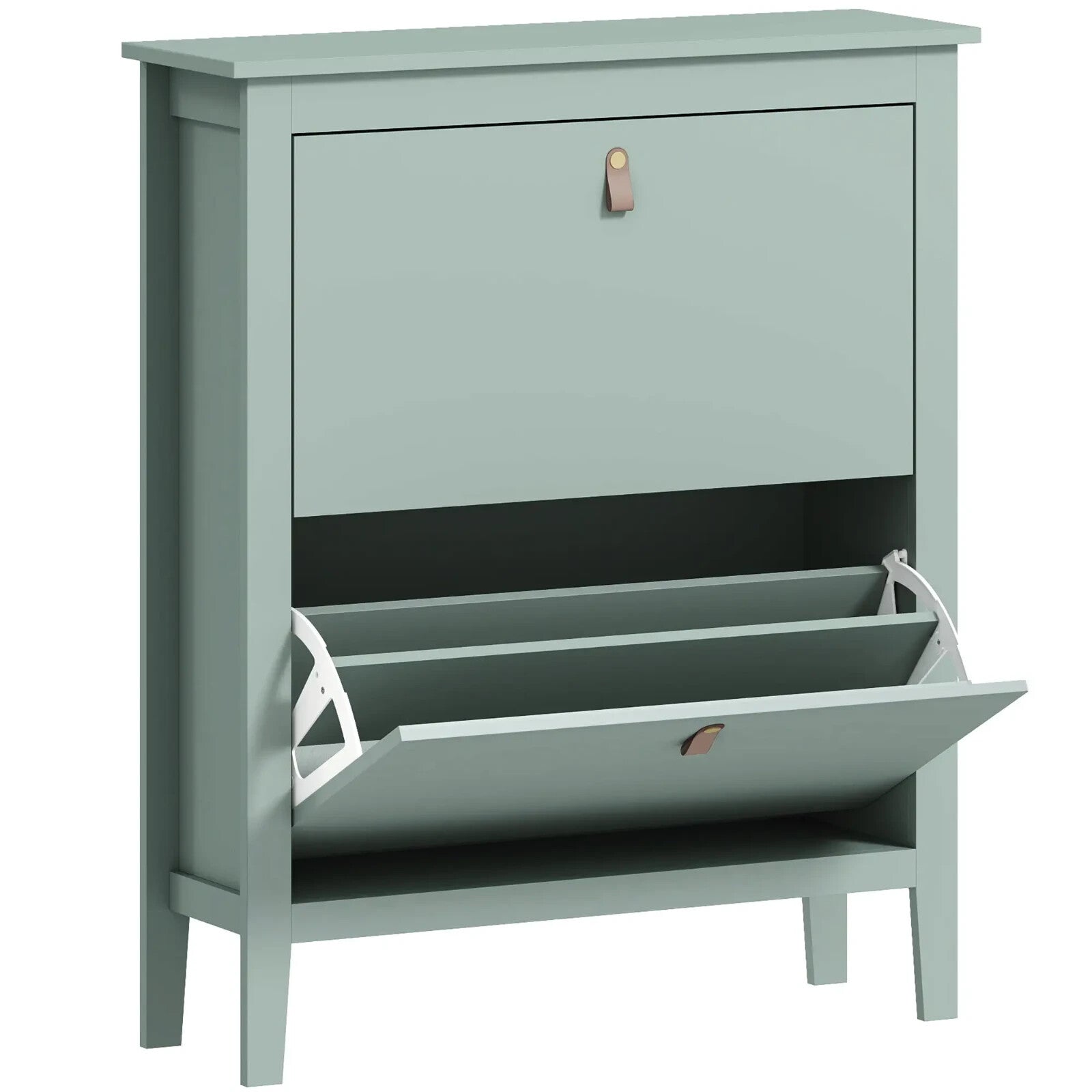 Shoe Cabinet 2 - Drawer with Adjustable Shelf Flip Down Doors & Flat Panel Green - Home and Garden Furniture Shop - rustic - furniture