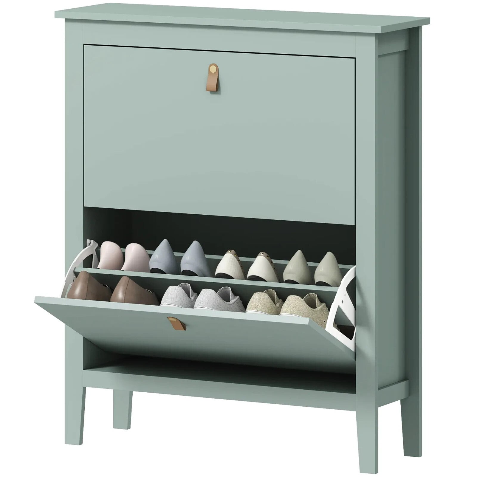Shoe Cabinet 2 - Drawer with Adjustable Shelf Flip Down Doors & Flat Panel Green - Home and Garden Furniture Shop - rustic - furniture
