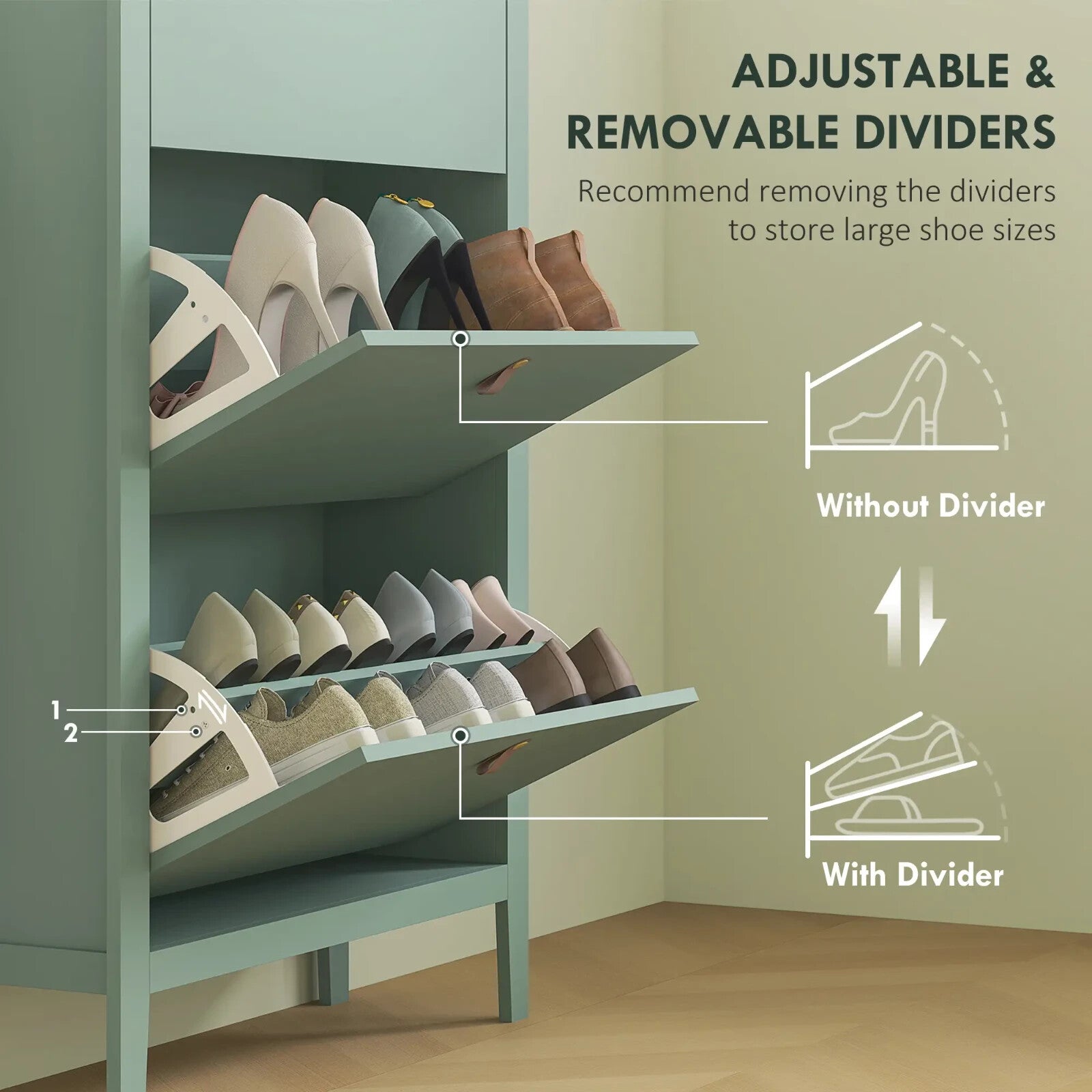 Shoe Cabinet 3 - Drawer with Adjustable Shelf Flip Down Doors & Flat Panel Green - Home and Garden Furniture Shop - rustic - furniture