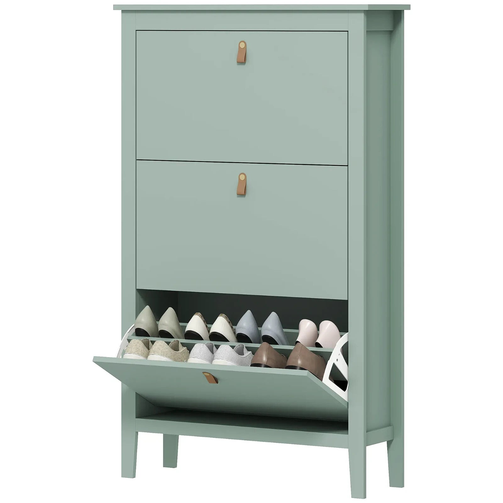 Shoe Cabinet 3 - Drawer with Adjustable Shelf Flip Down Doors & Flat Panel Green - Home and Garden Furniture Shop - rustic - furniture