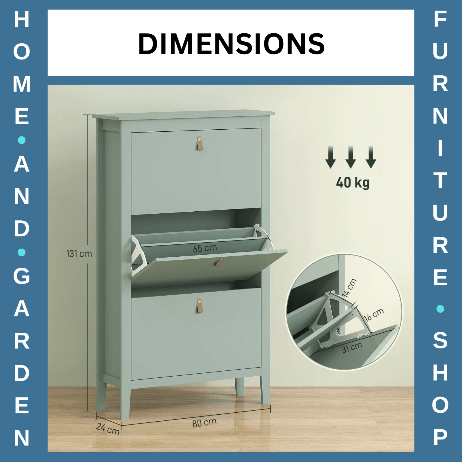 Shoe Cabinet 3 - Drawer with Adjustable Shelf Flip Down Doors & Flat Panel Green - Home and Garden Furniture Shop - rustic - furniture