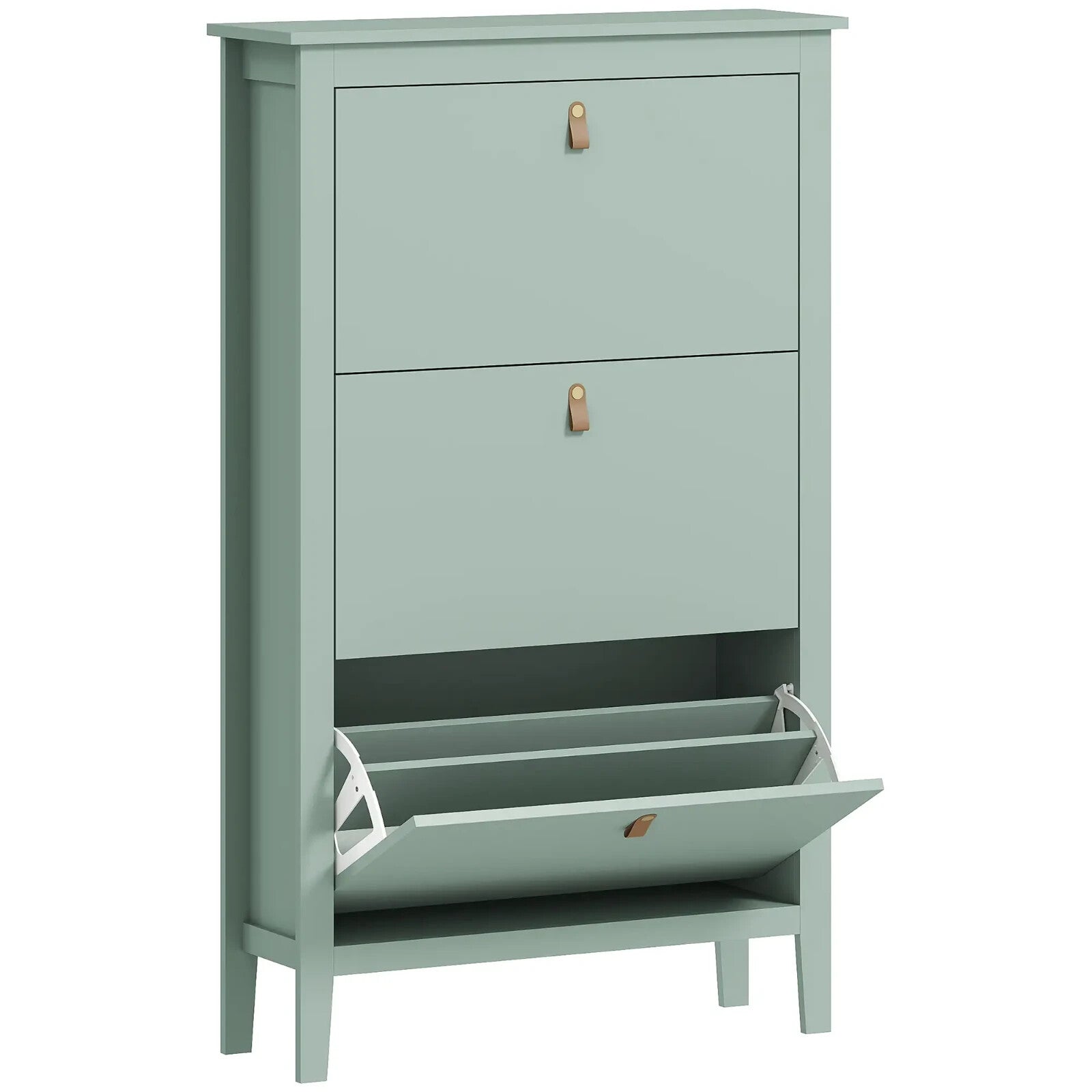 Shoe Cabinet 3 - Drawer with Adjustable Shelf Flip Down Doors & Flat Panel Green - Home and Garden Furniture Shop - rustic - furniture