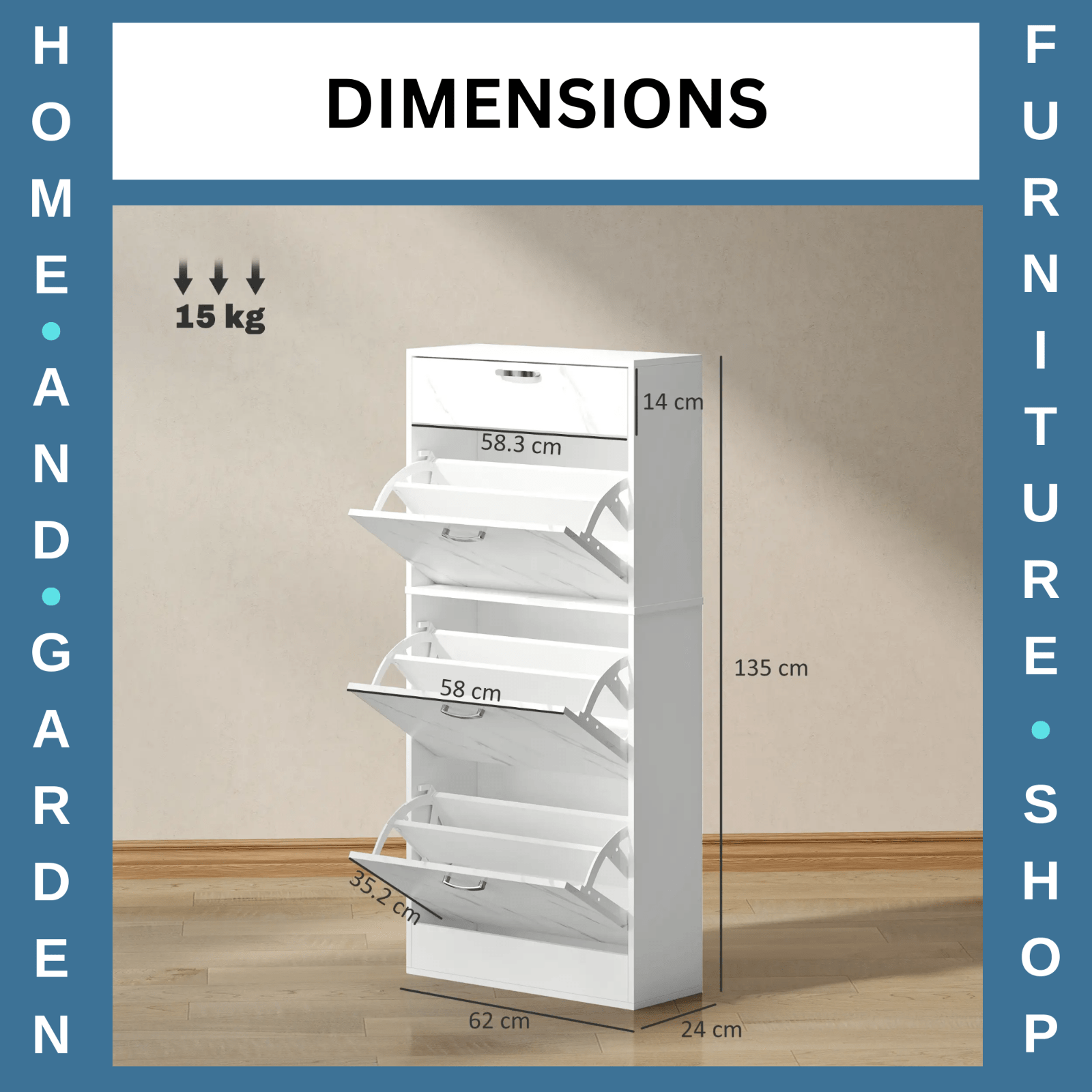 Shoe Cabinet Cupboard for 18 Pairs with Top Flip Drawer Storage Organiser White - Home and Garden Furniture Shop - rustic - furniture