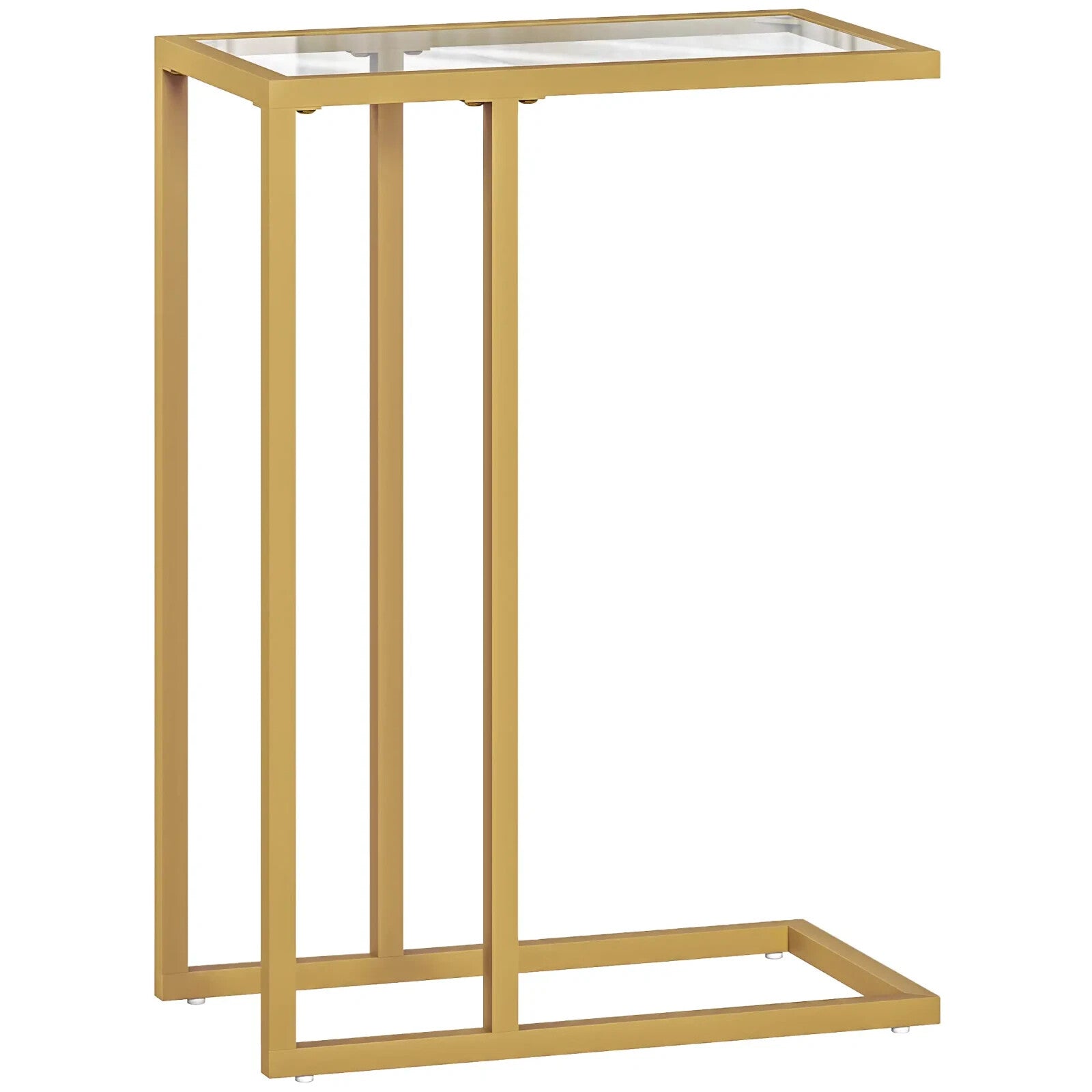 Side Table C - Shaped Steel Frame Living Room with Tempered Glass Top Gold Tone - Home and Garden Furniture Shop - rustic - furniture
