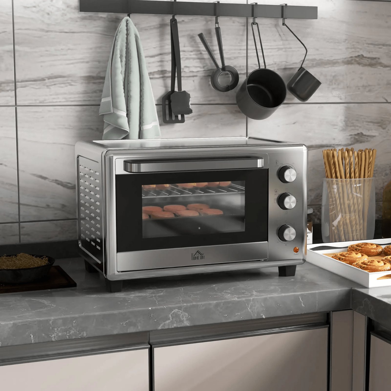 Silver 30L Mini Oven Countertop Toaster Oven Adjustable Temperature Timer 1600W - Home and Garden Furniture Shop - rustic - furniture