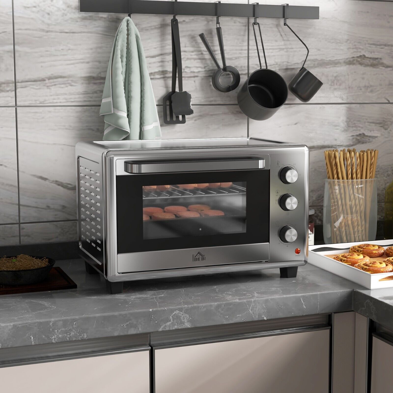 Silver 30L Mini Oven Countertop Toaster Oven Adjustable Temperature Timer 1600W - Home and Garden Furniture Shop - rustic - furniture