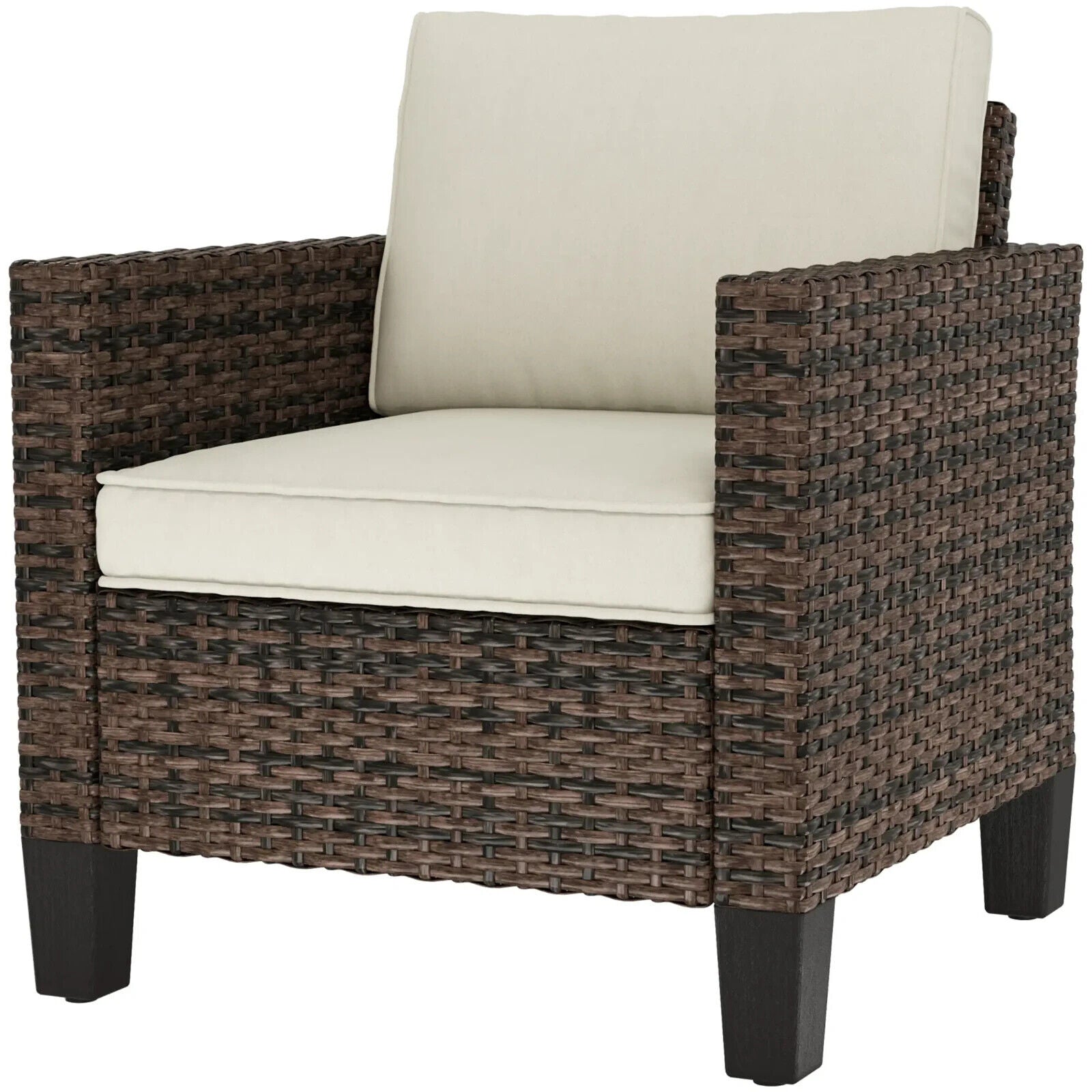Single Rattan Garden Armchair with Cushions Dark Grey Outdoor Patio Furniture - Home and Garden Furniture Shop - #rustic - furniture#
