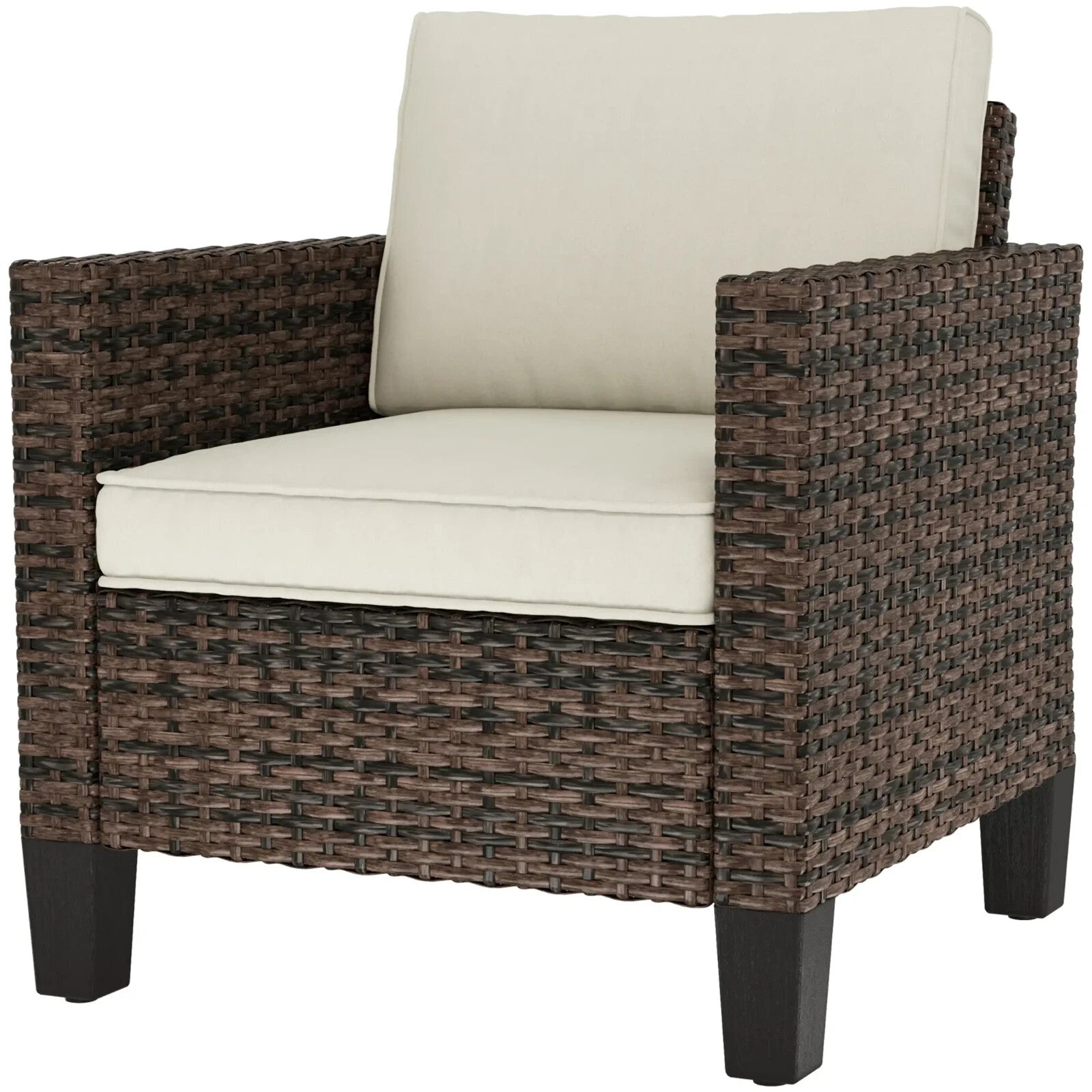 Single Rattan Garden Armchair with Cushions Dark Grey Outdoor Patio Furniture - Home and Garden Furniture Shop - rustic - furniture