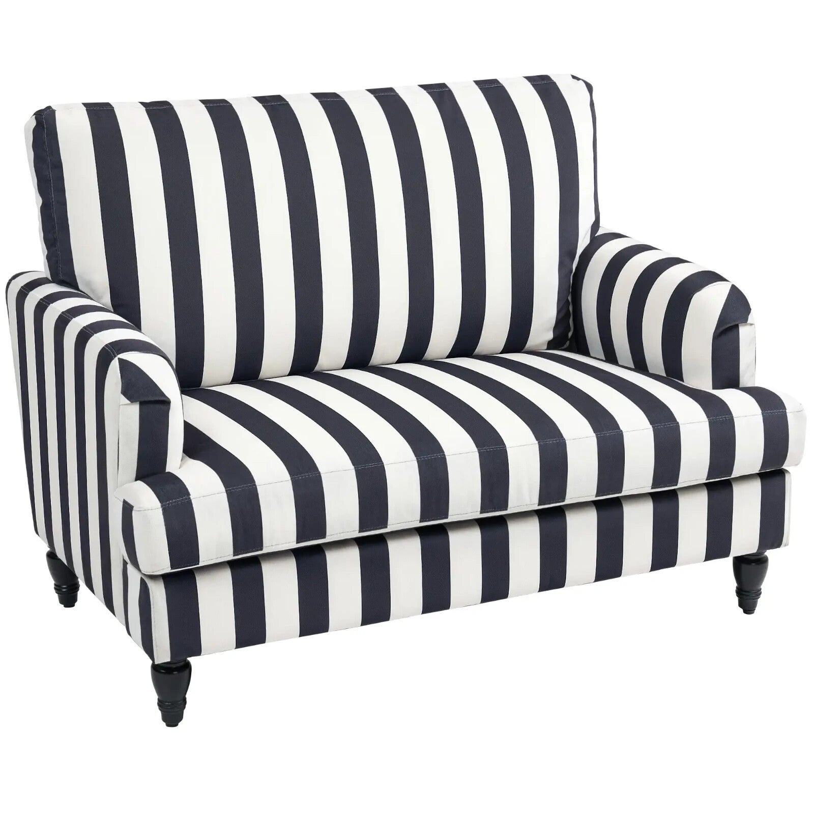 Single Sofa Turned Legs with Upholstered Snuggle Chair & Bedroom Black Striped - Home and Garden Furniture Shop - rustic - furniture