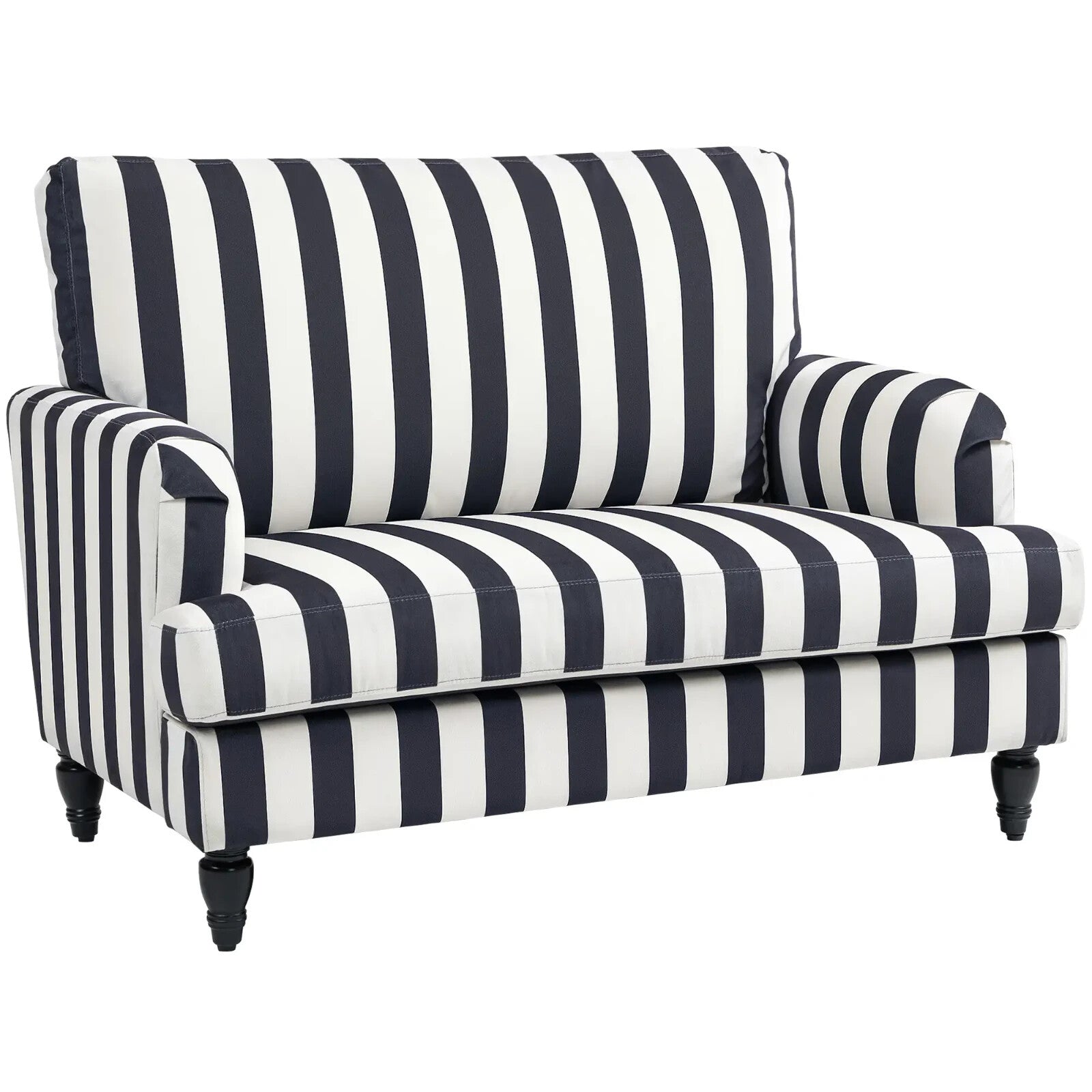 Single Sofa Turned Legs with Upholstered Snuggle Chair & Bedroom Black Striped - Home and Garden Furniture Shop - rustic - furniture