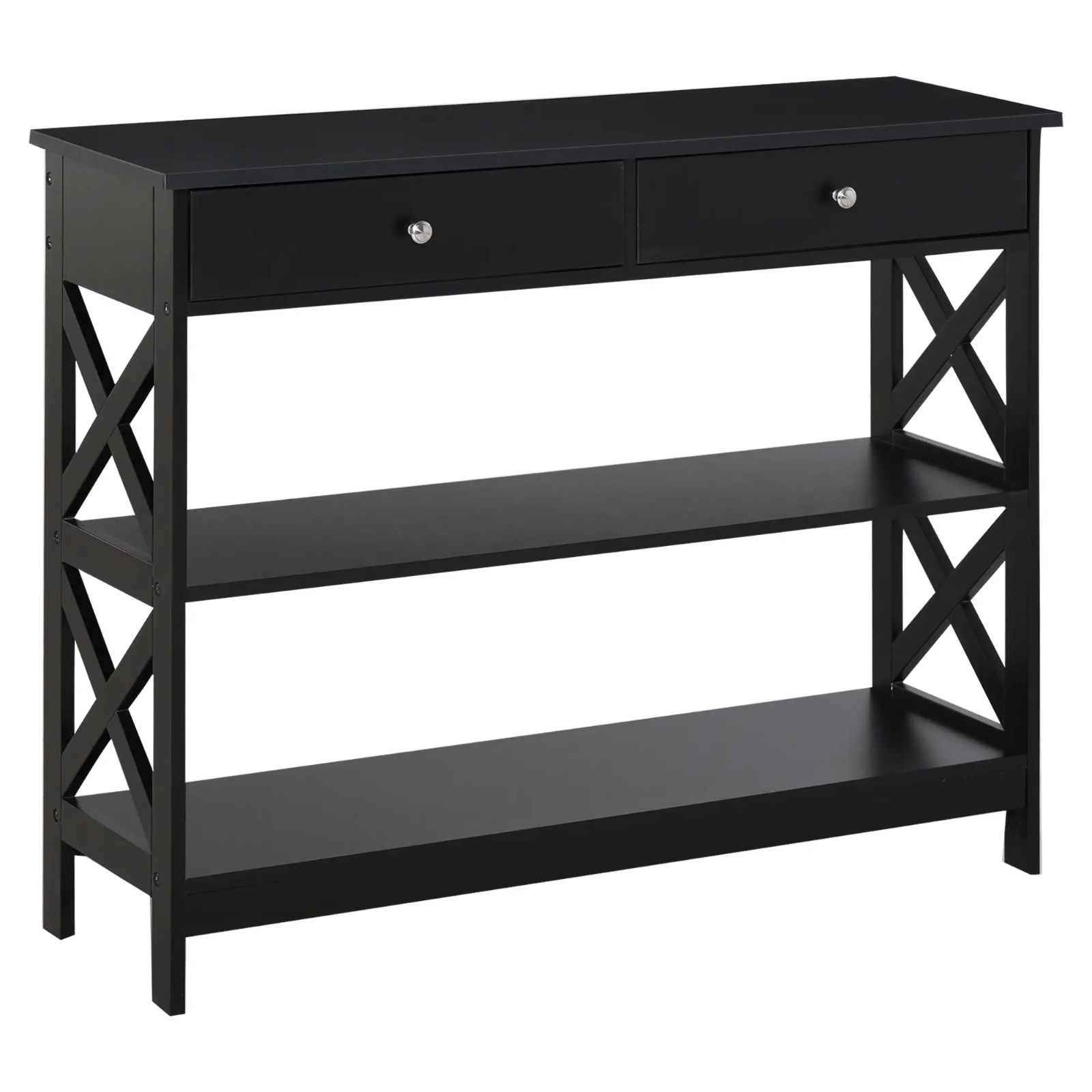Slim Hallway Console Table Storage Shelves Drawers Black Living Room Sofa Table - Home and Garden Furniture Shop - rustic - furniture