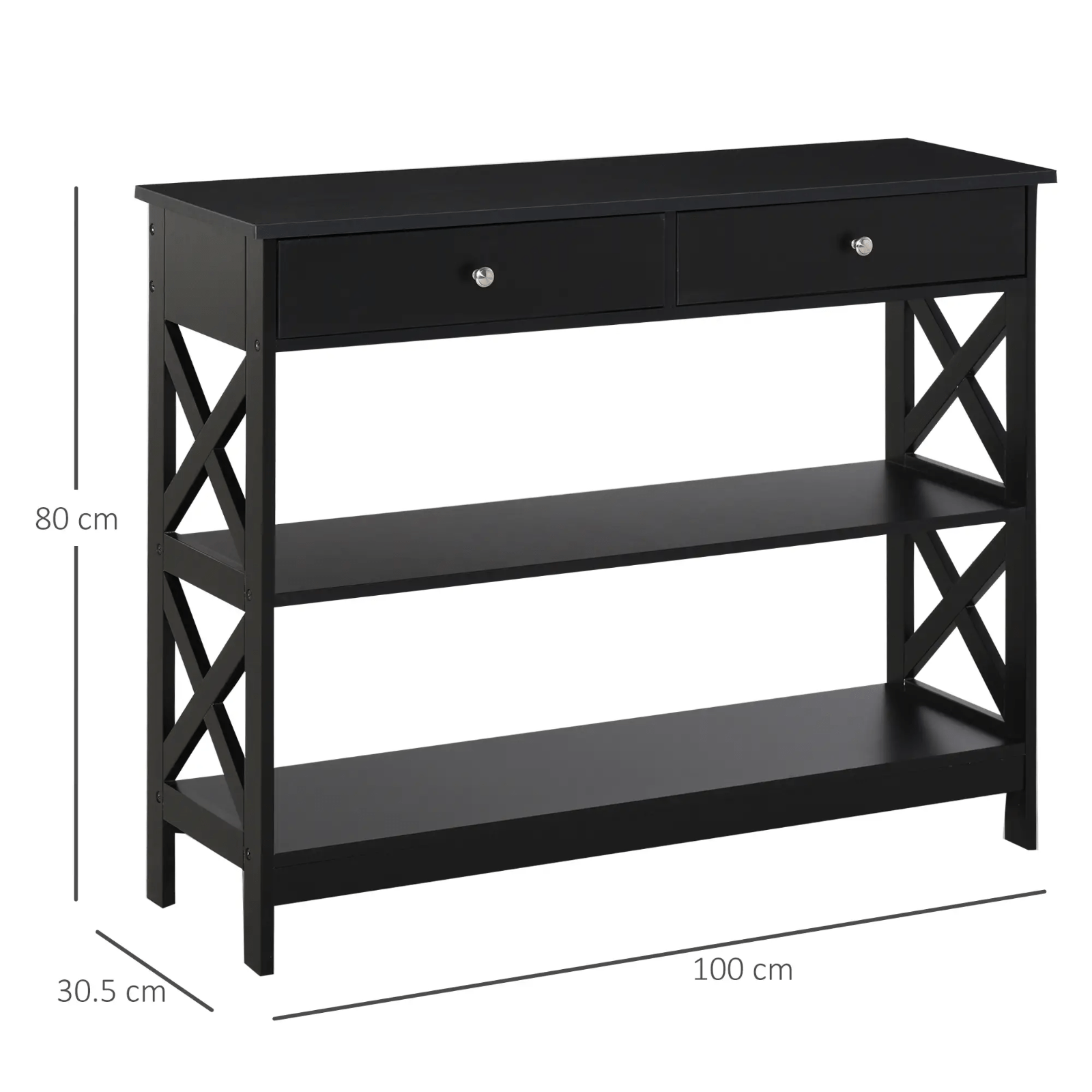 Slim Hallway Console Table Storage Shelves Drawers Black Living Room Sofa Table - Home and Garden Furniture Shop - rustic - furniture