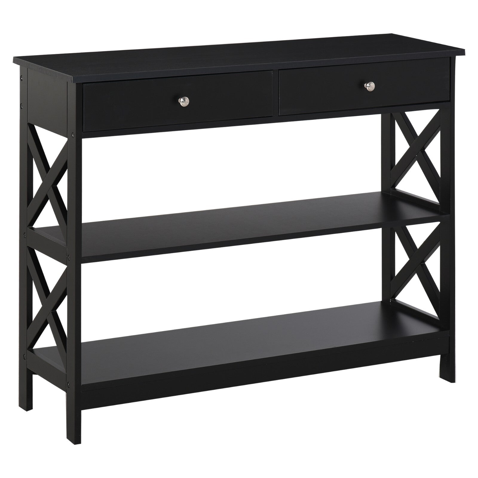 Slim Hallway Console Table Storage Shelves Drawers Black Living Room Sofa Table - Home and Garden Furniture Shop - rustic - furniture