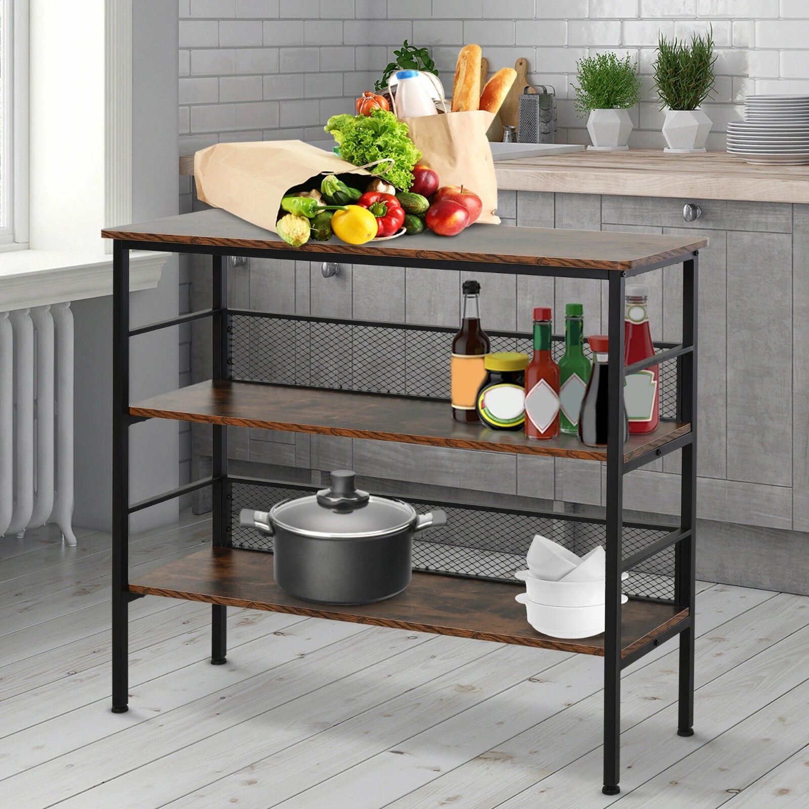 Slim Industrial Console Table Hallway Storage Display Shelving Unit Bookshelf - Home and Garden Furniture Shop - rustic - furniture
