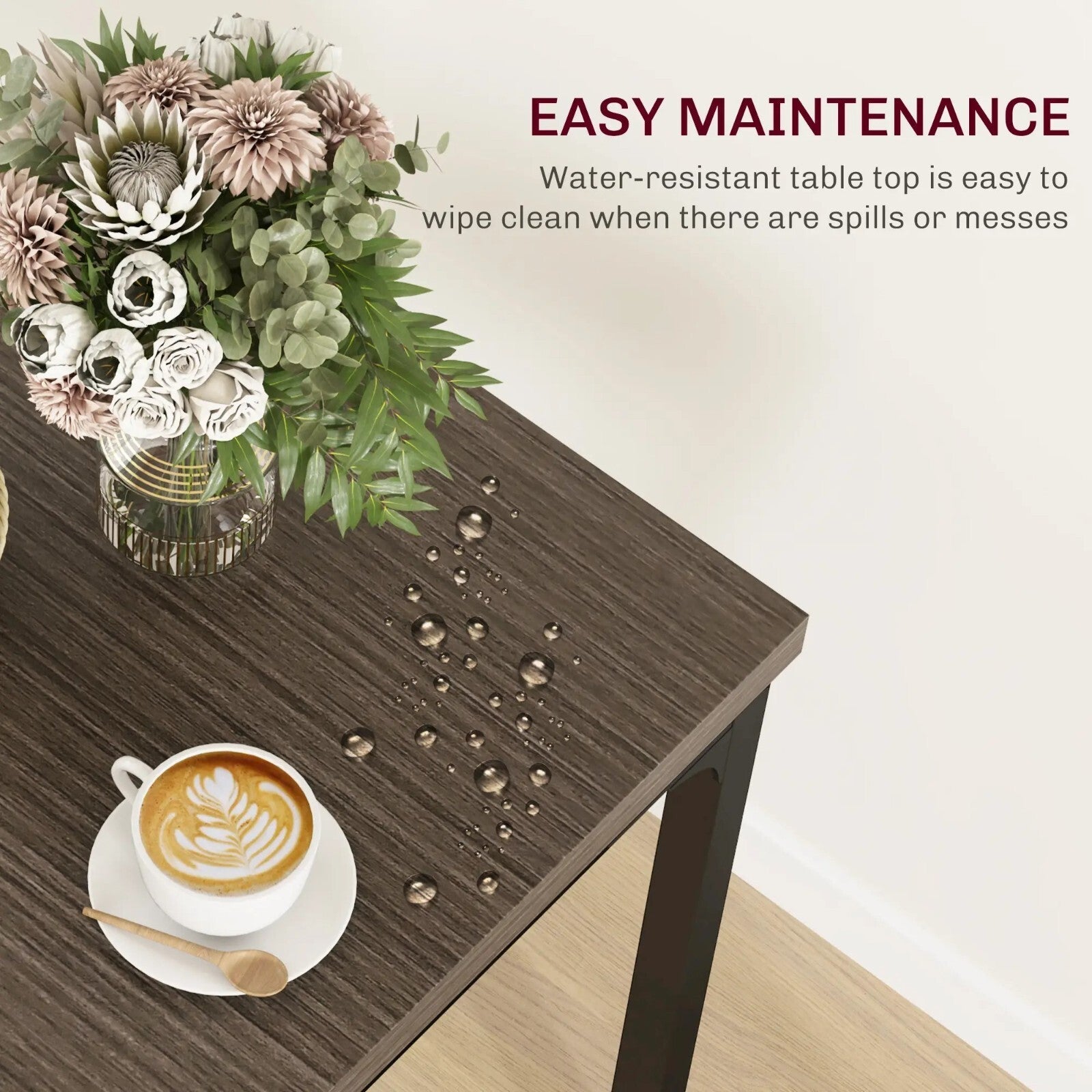 Small Compact Dining Table 2 Chairs Set Wooden Kitchen Breakfast Bar Metal Legs - Home and Garden Furniture Shop - rustic - furniture