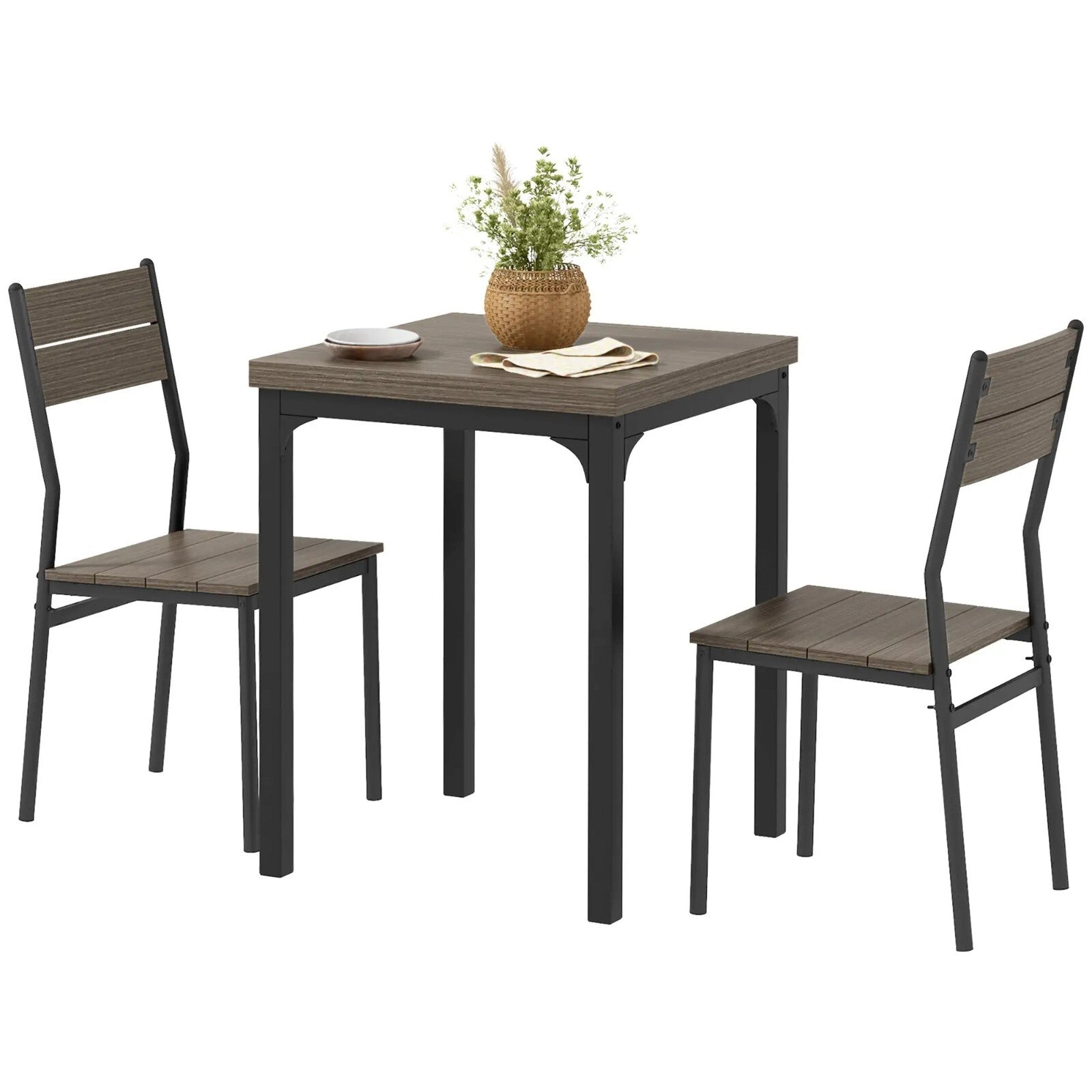 Small Compact Dining Table 2 Chairs Set Wooden Kitchen Breakfast Bar Metal Legs - Home and Garden Furniture Shop - rustic - furniture