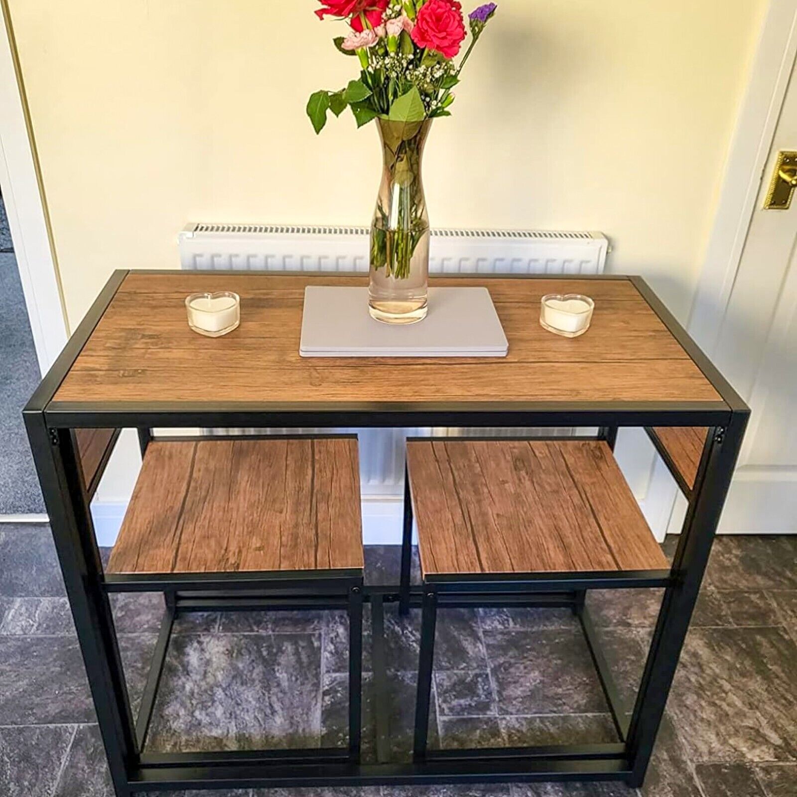 Small Dining Table 2 Chairs Kitchen Furniture Set Space Saving Breakfast Table - Home and Garden Furniture Shop - rustic - furniture
