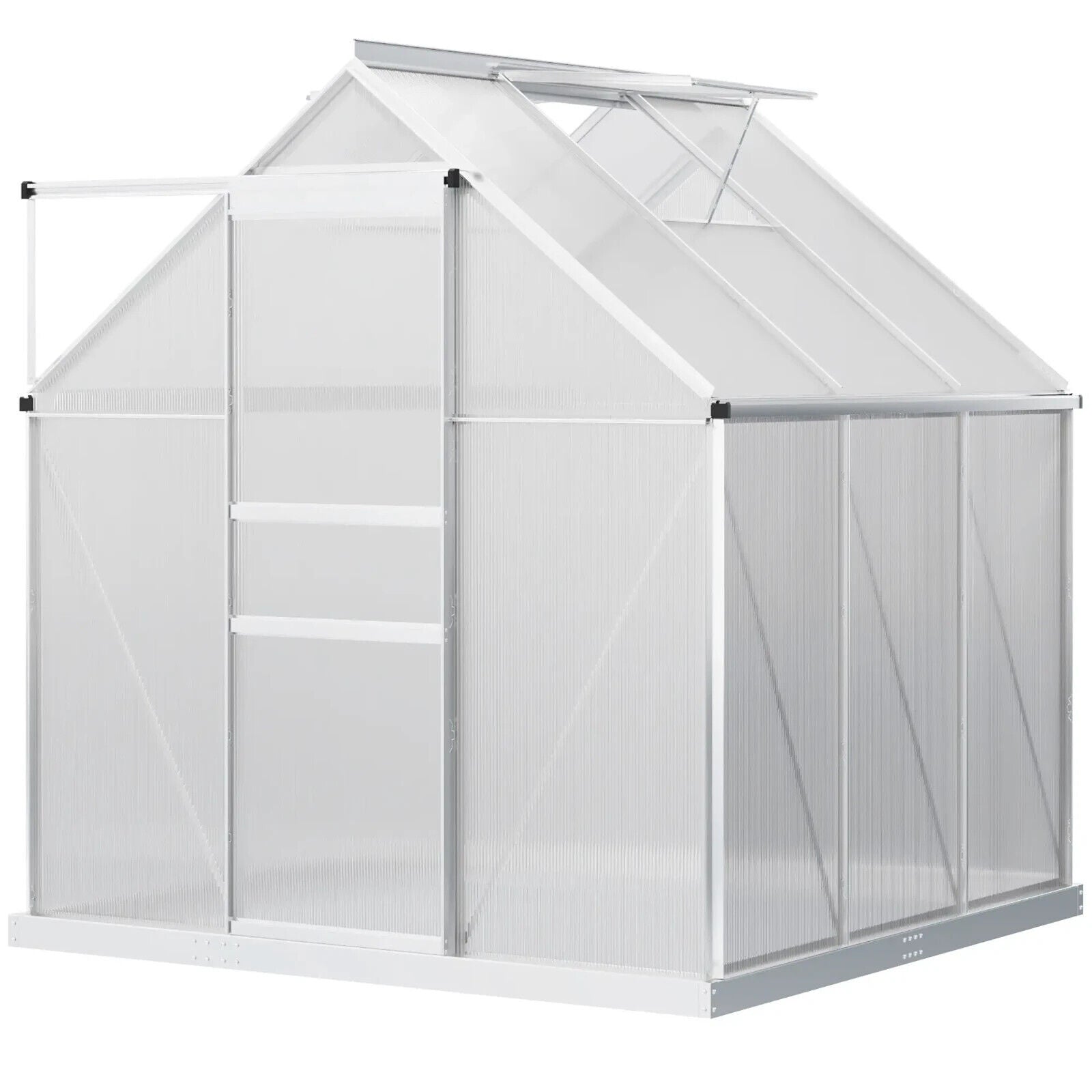 Small Polycarbonate Greenhouse with Adjustable Roof Vent & Galvanised Steel Base - Home and Garden Furniture Shop - #rustic - furniture#