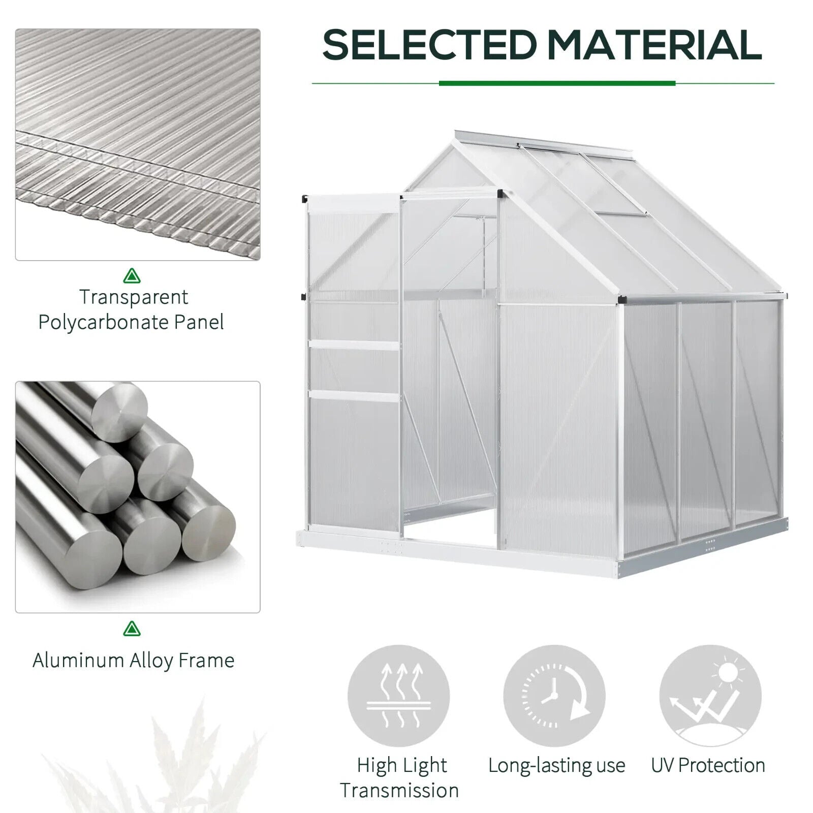 Small Polycarbonate Greenhouse with Adjustable Roof Vent & Galvanised Steel Base - Home and Garden Furniture Shop - #rustic - furniture#