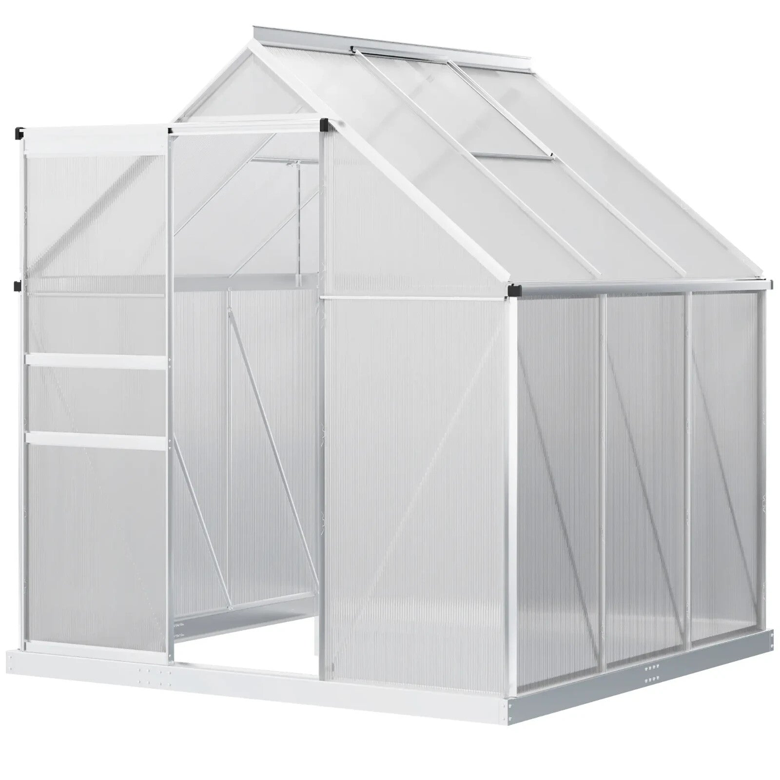 Small Polycarbonate Greenhouse with Adjustable Roof Vent & Galvanised Steel Base - Home and Garden Furniture Shop - rustic - furniture