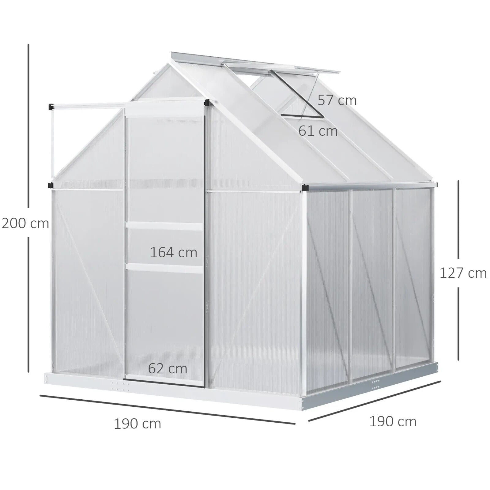 Small Polycarbonate Greenhouse with Adjustable Roof Vent & Galvanised Steel Base - Home and Garden Furniture Shop - #rustic - furniture#