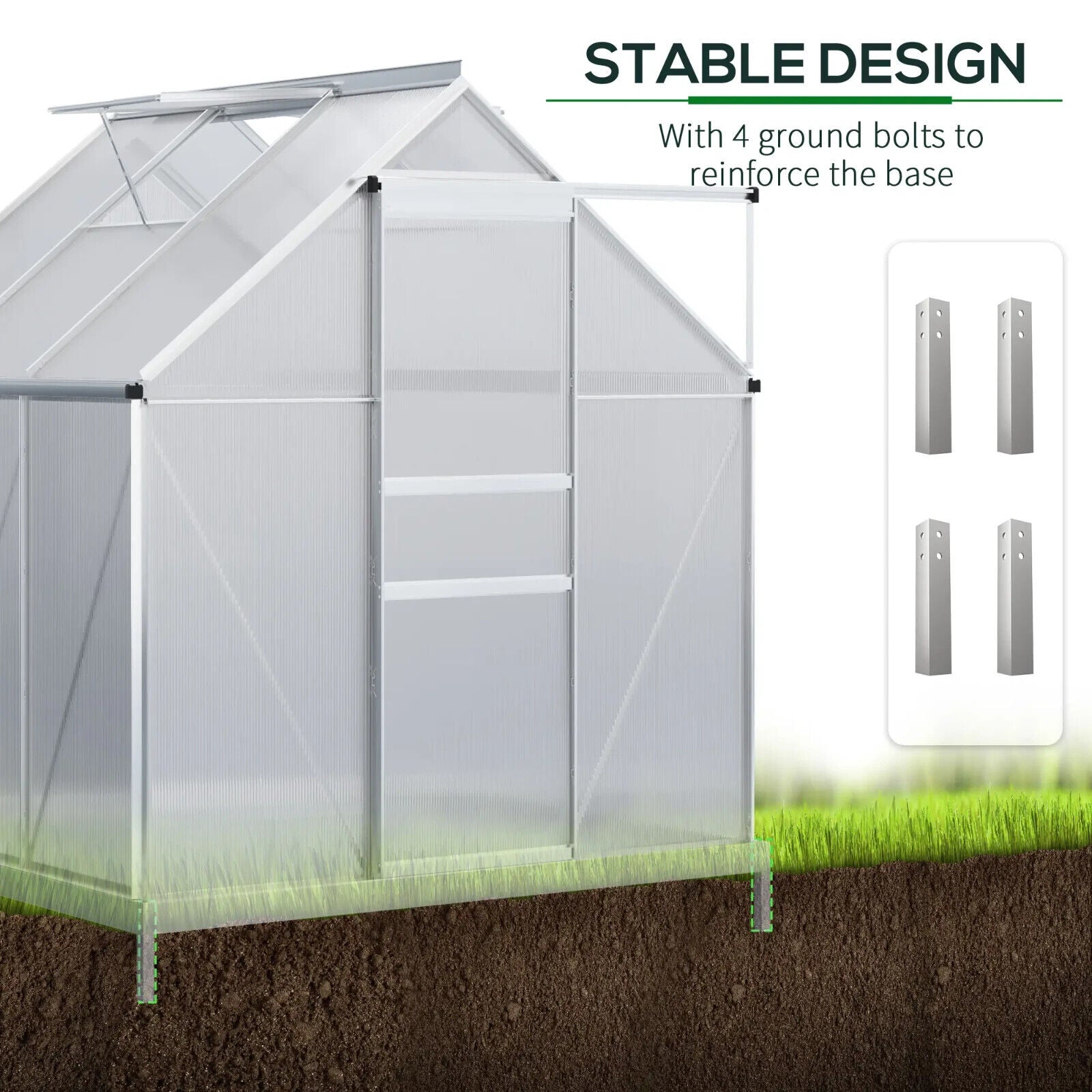 Small Polycarbonate Greenhouse with Adjustable Roof Vent & Galvanised Steel Base - Home and Garden Furniture Shop - #rustic - furniture#