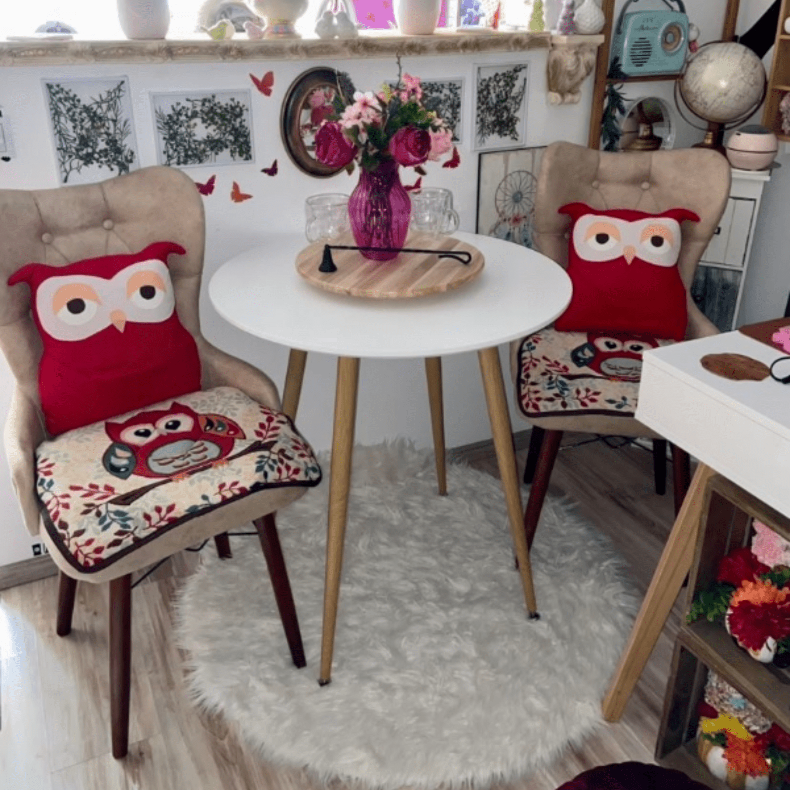 Small Round Dining Table Metal Legs Wood Effect White Kitchen Table for 2 People - Home and Garden Furniture Shop - rustic - furniture