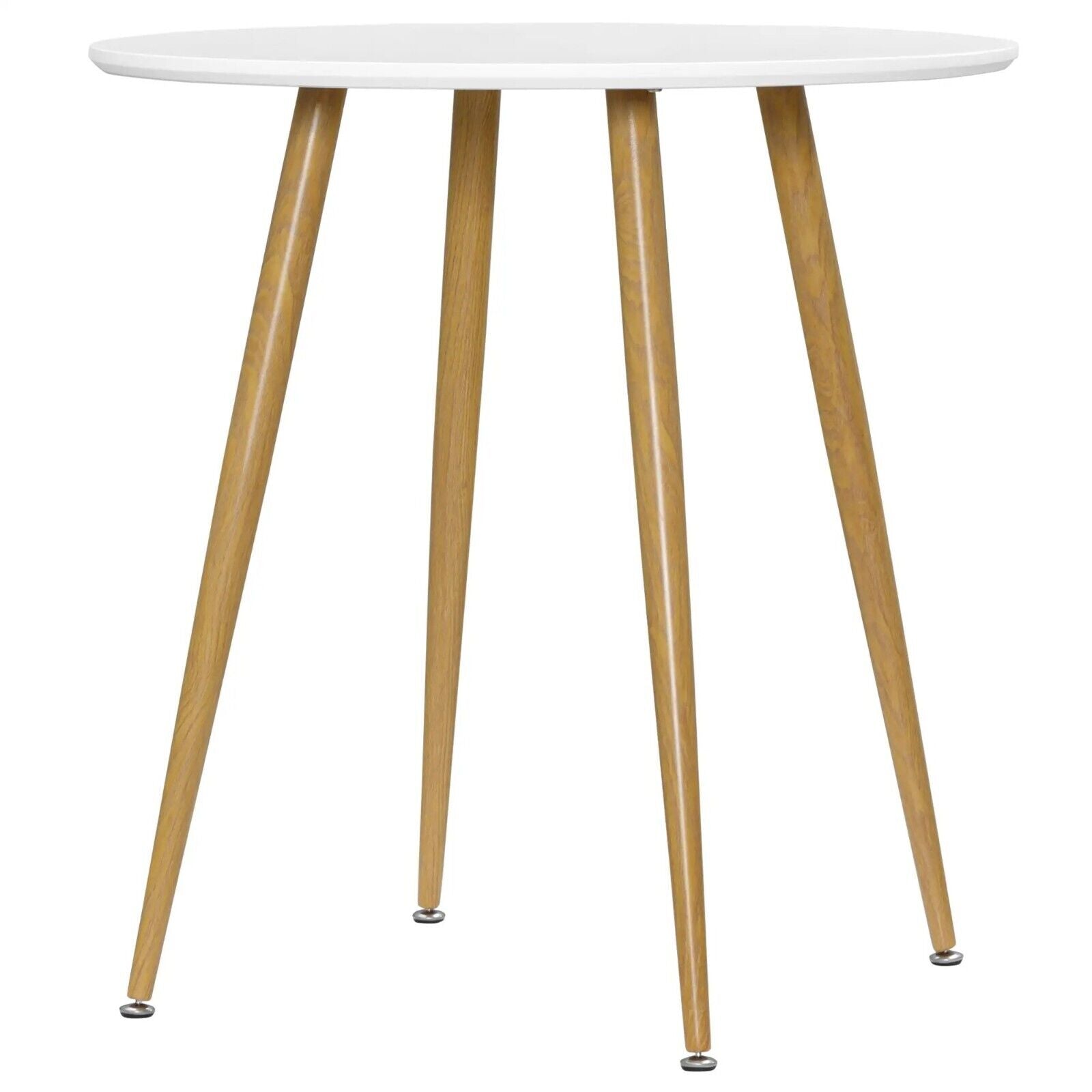 Small Round Dining Table Metal Legs Wood Effect White Kitchen Table for 2 People - Home and Garden Furniture Shop - rustic - furniture