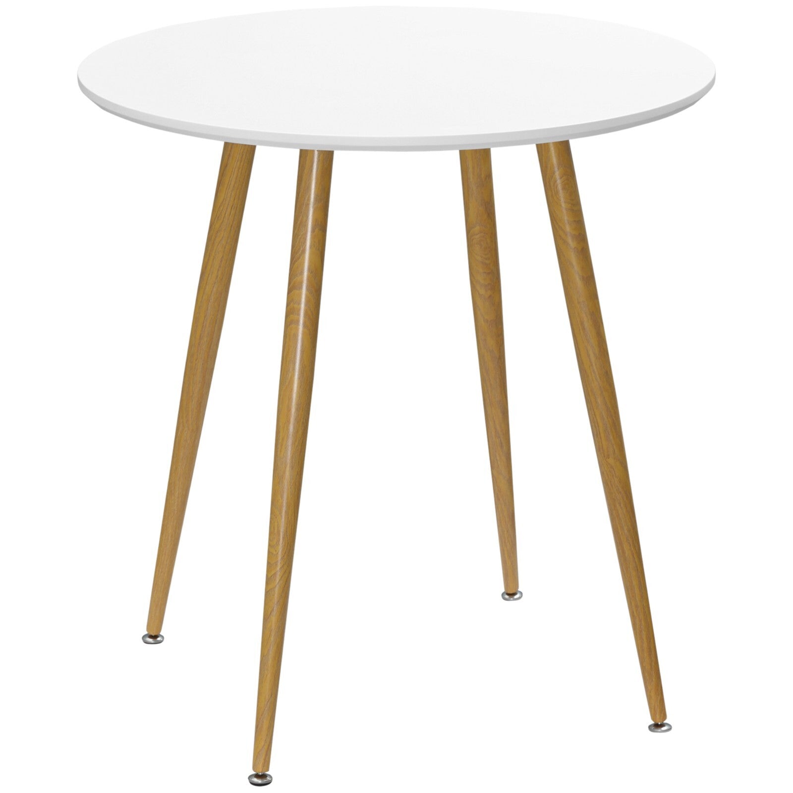 Small Round Dining Table Metal Legs Wood Effect White Kitchen Table for 2 People - Home and Garden Furniture Shop - rustic - furniture