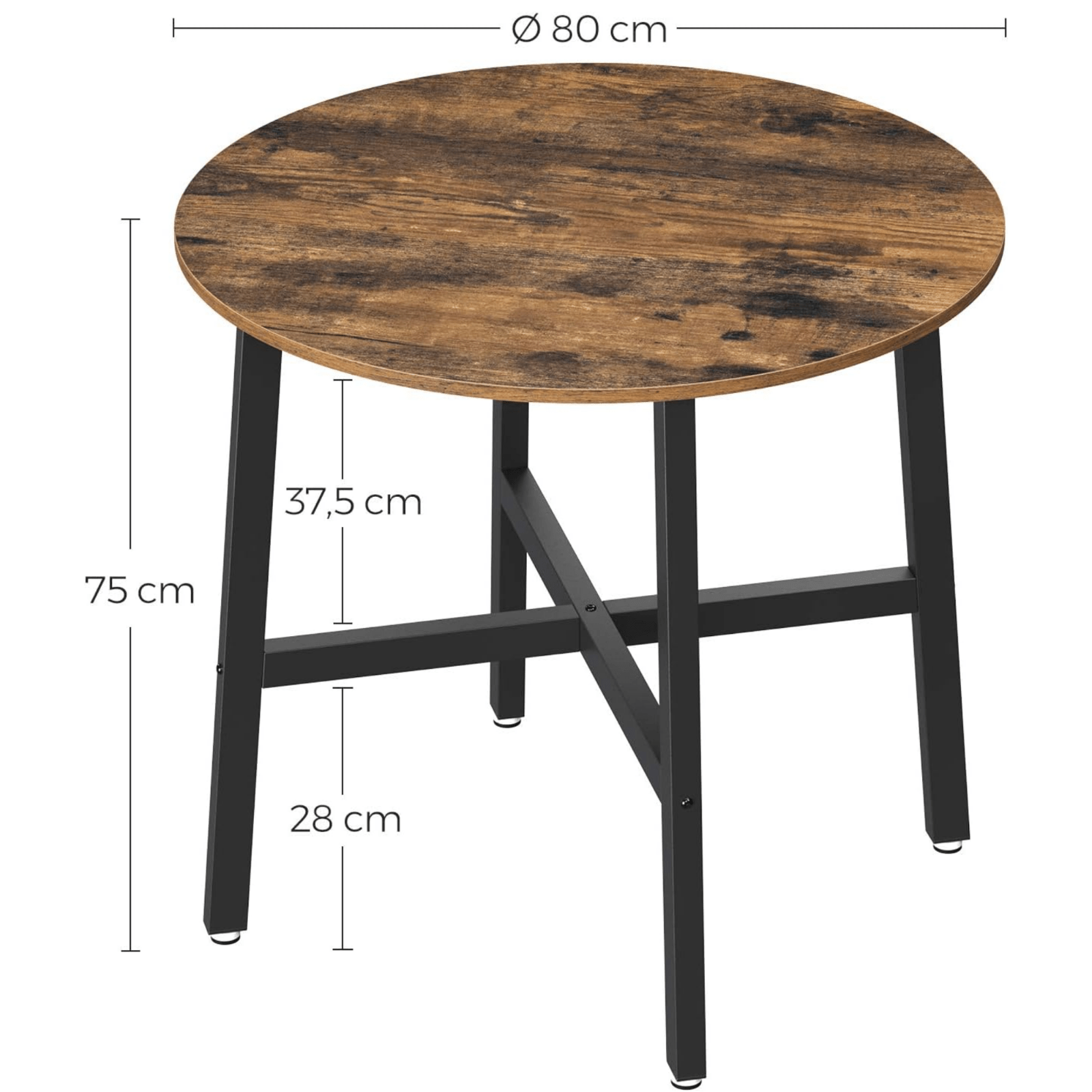 Small Table and 2 Chairs Set Space Saving Kitchen Round Dining Table Metal Legs - Home and Garden Furniture Shop - rustic - furniture