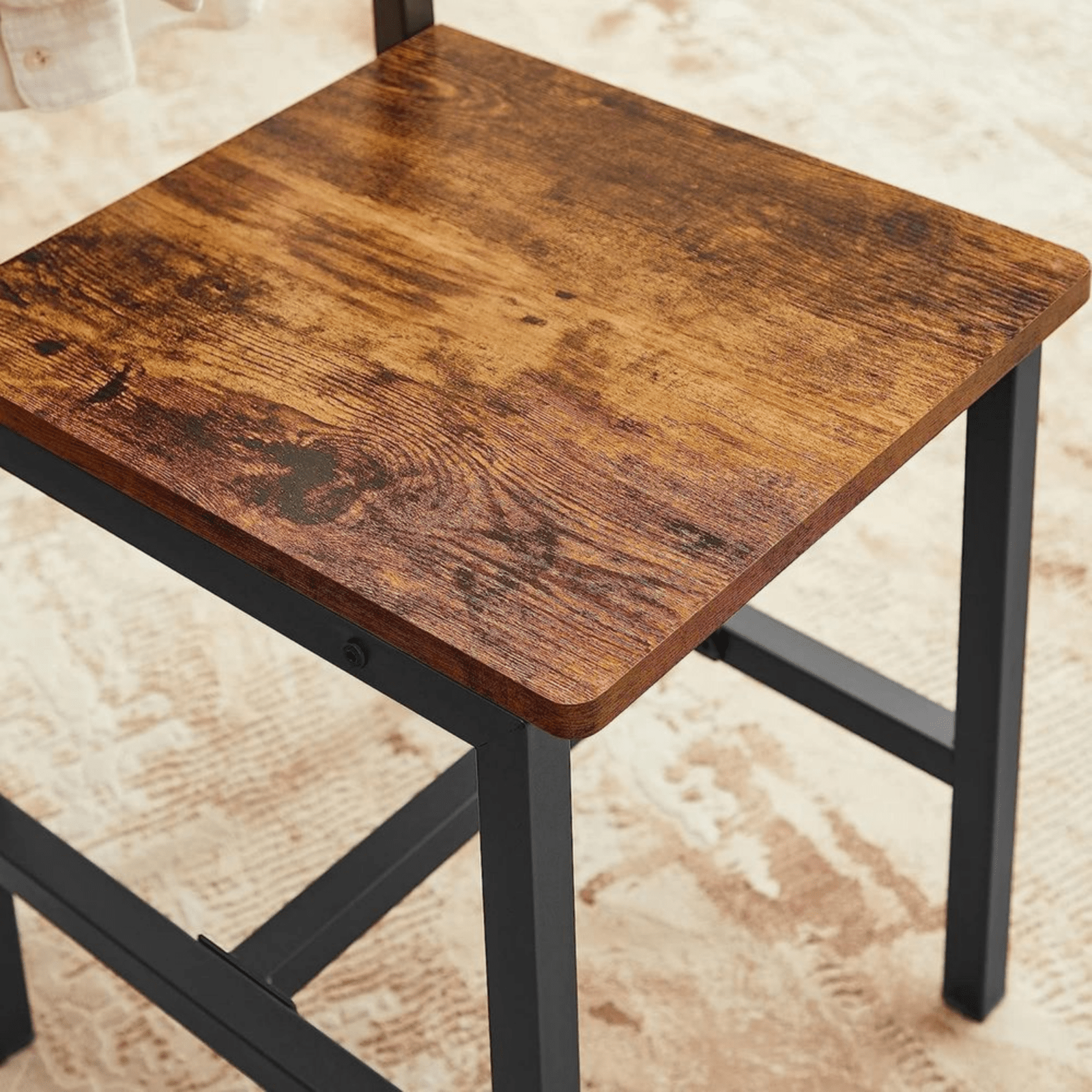 Small Table and 2 Chairs Set Space Saving Kitchen Round Dining Table Metal Legs - Home and Garden Furniture Shop - rustic - furniture