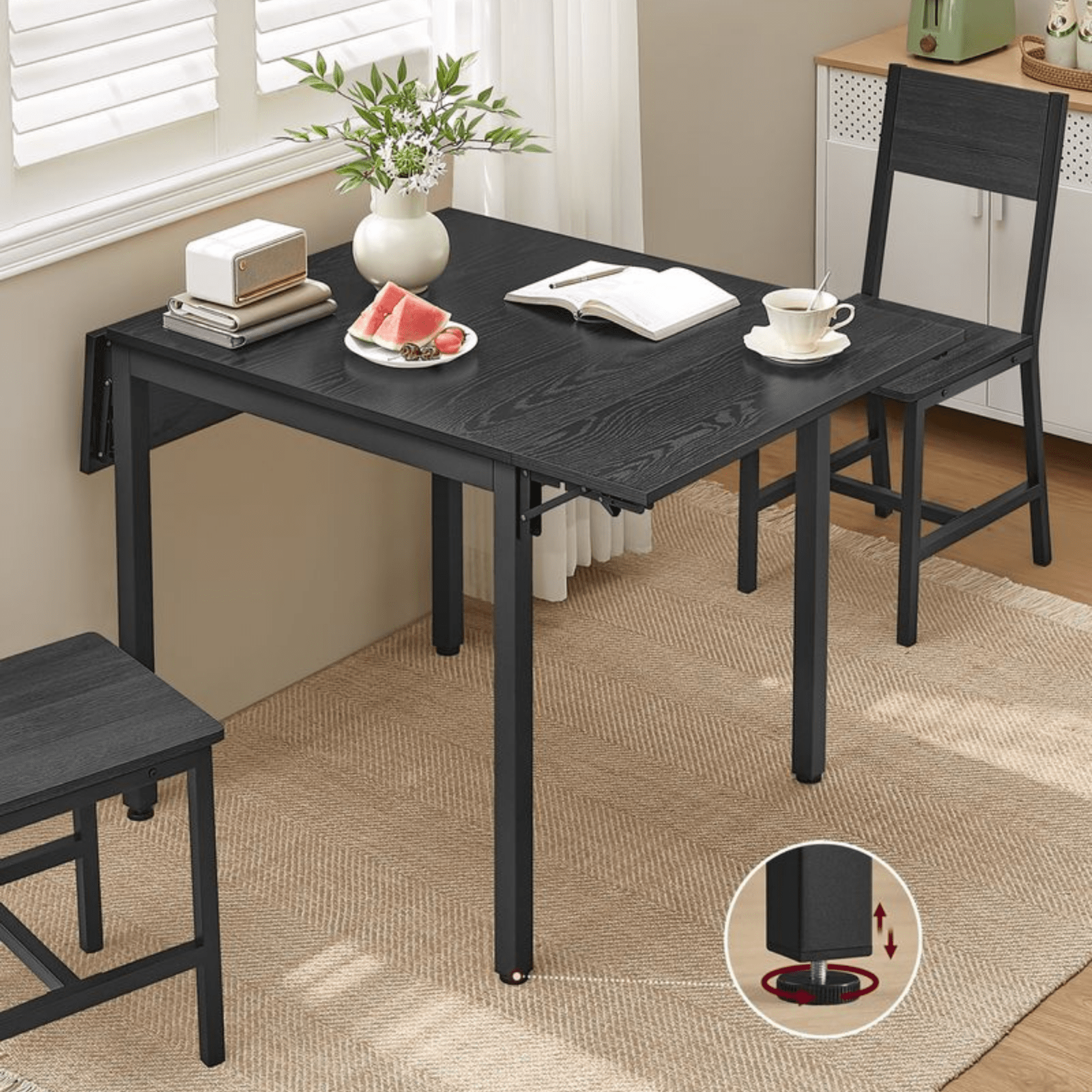 Small Table and 2 Chairs Set Space Saving Kitchen Round Dining Table Metal Legs - Home and Garden Furniture Shop - rustic - furniture