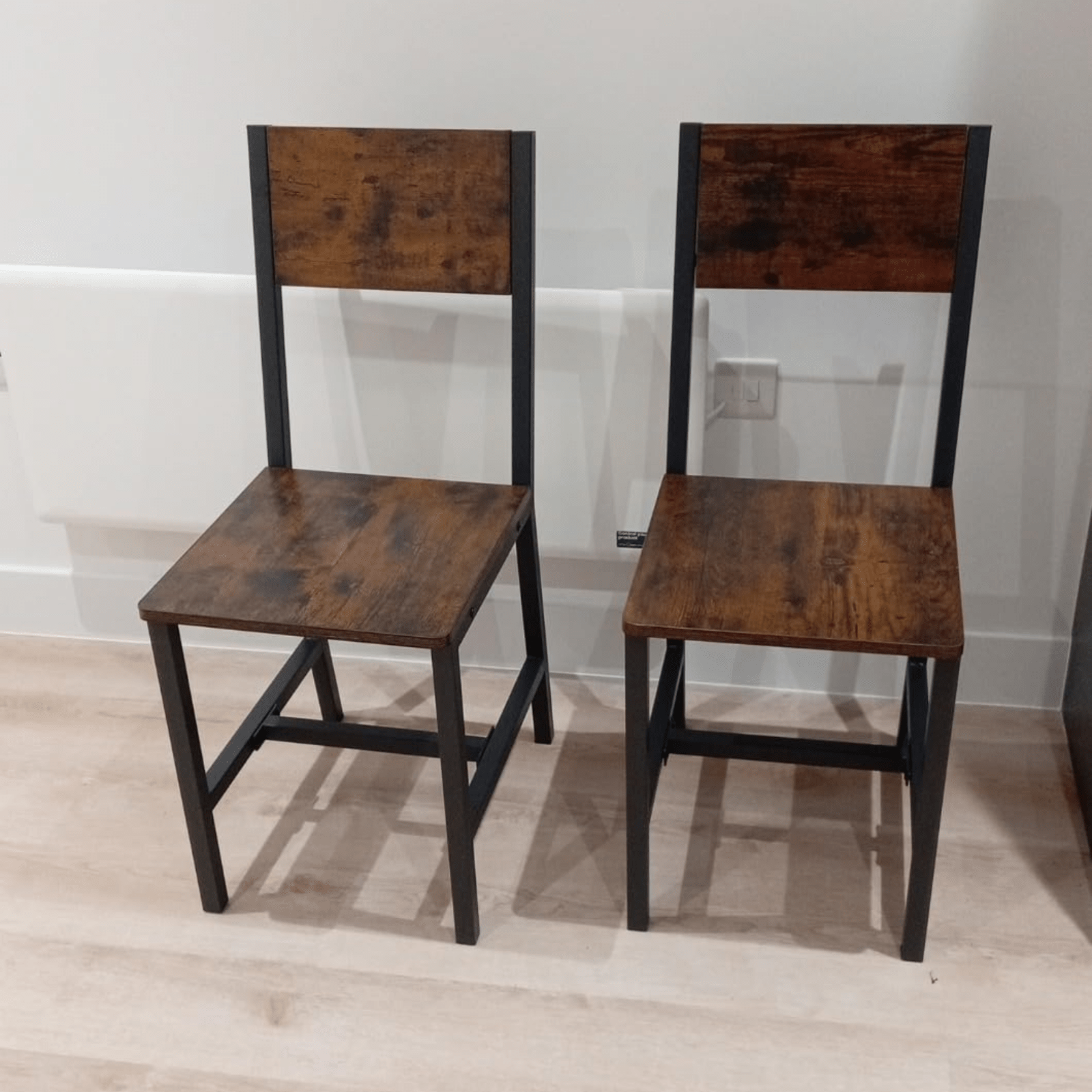 Small Table and 2 Chairs Set Space Saving Kitchen Round Dining Table Metal Legs - Home and Garden Furniture Shop - rustic - furniture