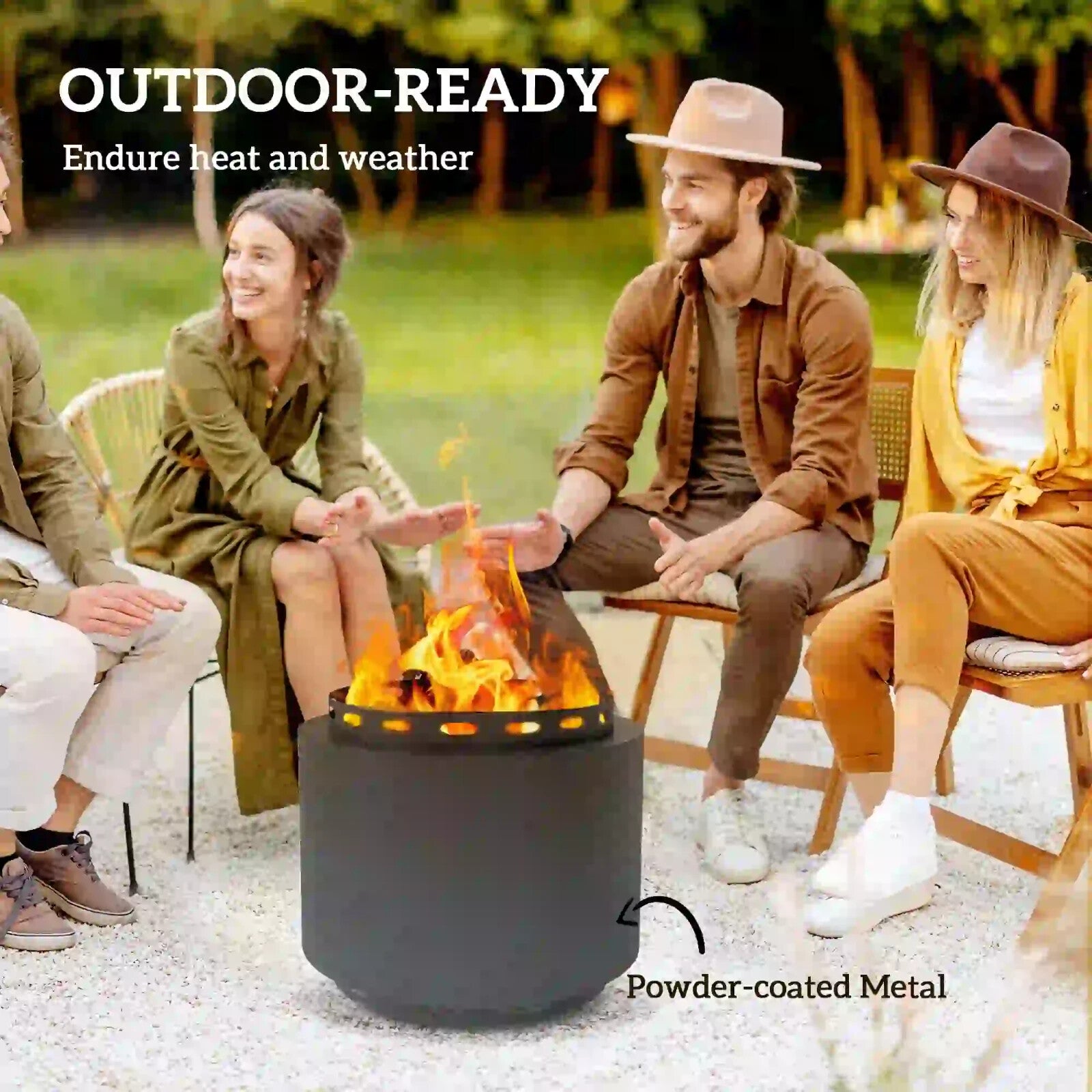 Smokeless 48.5 cm Portable Wood Burning Firepit with Poker for Garden Camping - Home and Garden Furniture Shop - rustic - furniture