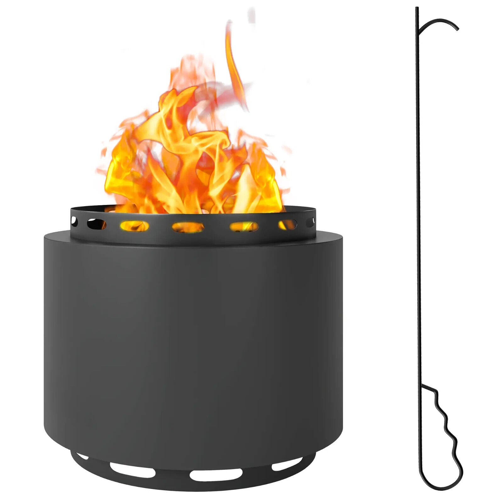 Smokeless 48.5 cm Portable Wood Burning Firepit with Poker for Garden Camping - Home and Garden Furniture Shop - #rustic - furniture#