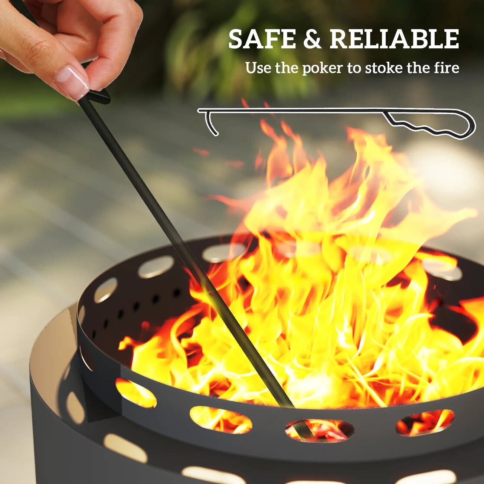 Smokeless 48.5 cm Portable Wood Burning Firepit with Poker for Garden Camping - Home and Garden Furniture Shop - #rustic - furniture#