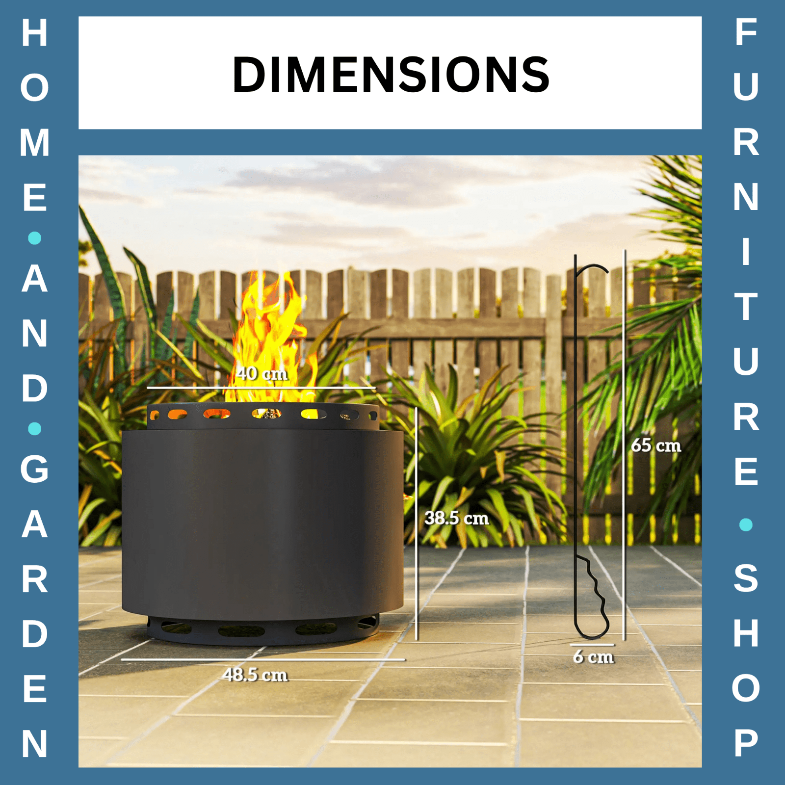 Smokeless 48.5 cm Portable Wood Burning Firepit with Poker for Garden Camping - Home and Garden Furniture Shop - rustic - furniture