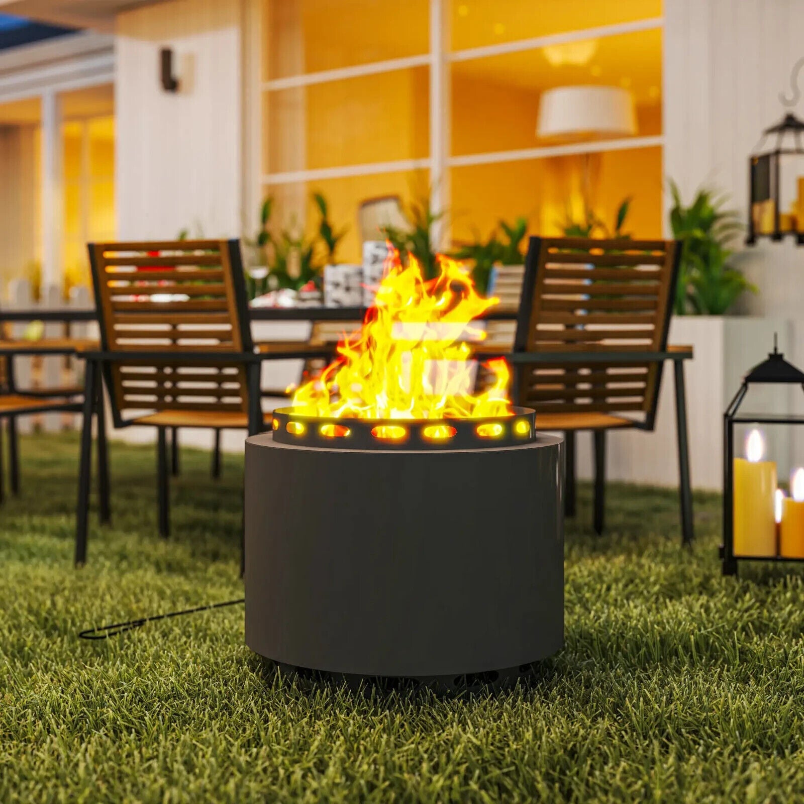 Smokeless 48.5 cm Portable Wood Burning Firepit with Poker for Garden Camping - Home and Garden Furniture Shop - #rustic - furniture#