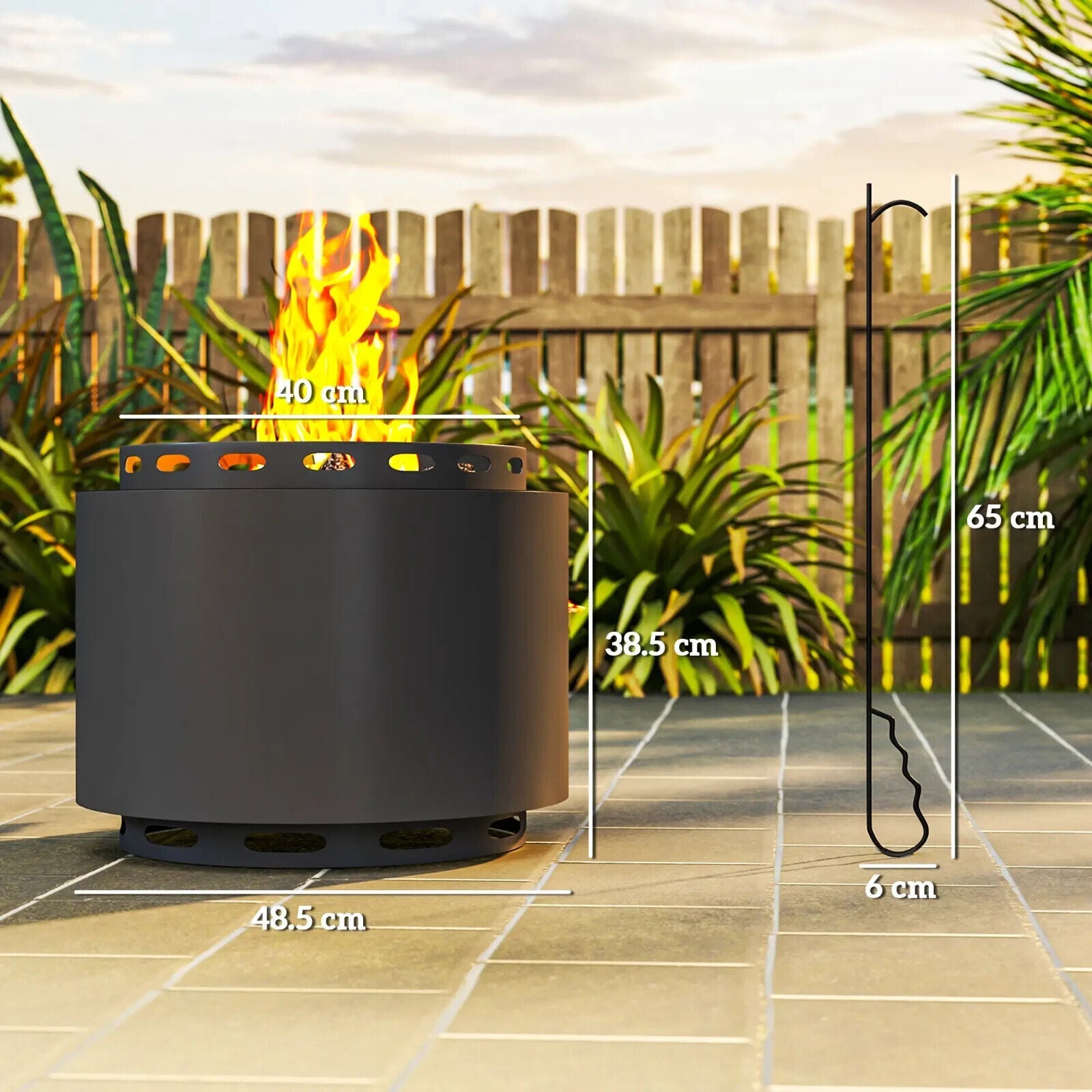 Smokeless 48.5 cm Portable Wood Burning Firepit with Poker for Garden Camping - Home and Garden Furniture Shop - #rustic - furniture#