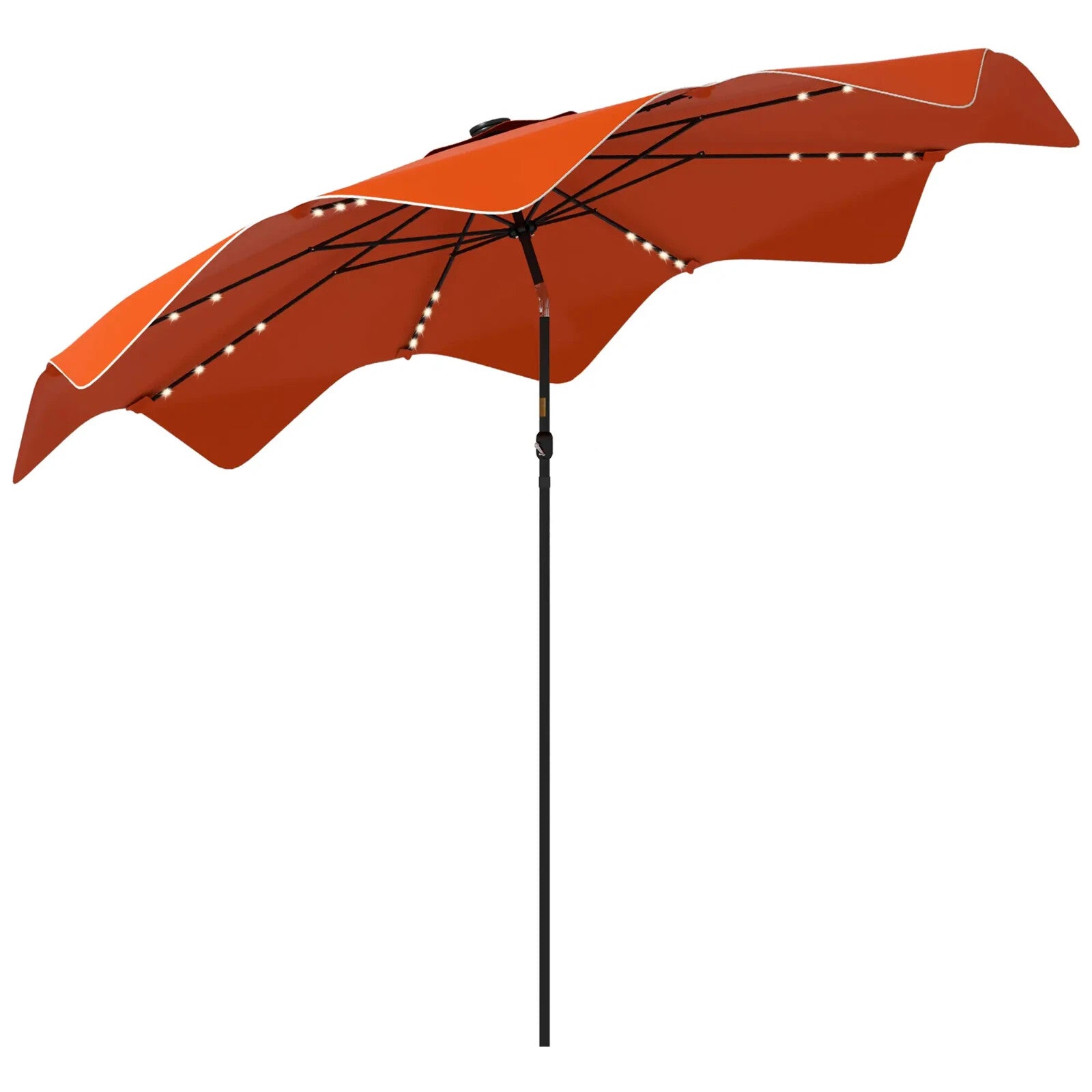 Solar Garden Parasol with LED Lights Crank Tilt 3 x 3 m Outdoor Umbrella Orange - Home and Garden Furniture Shop - rustic - furniture