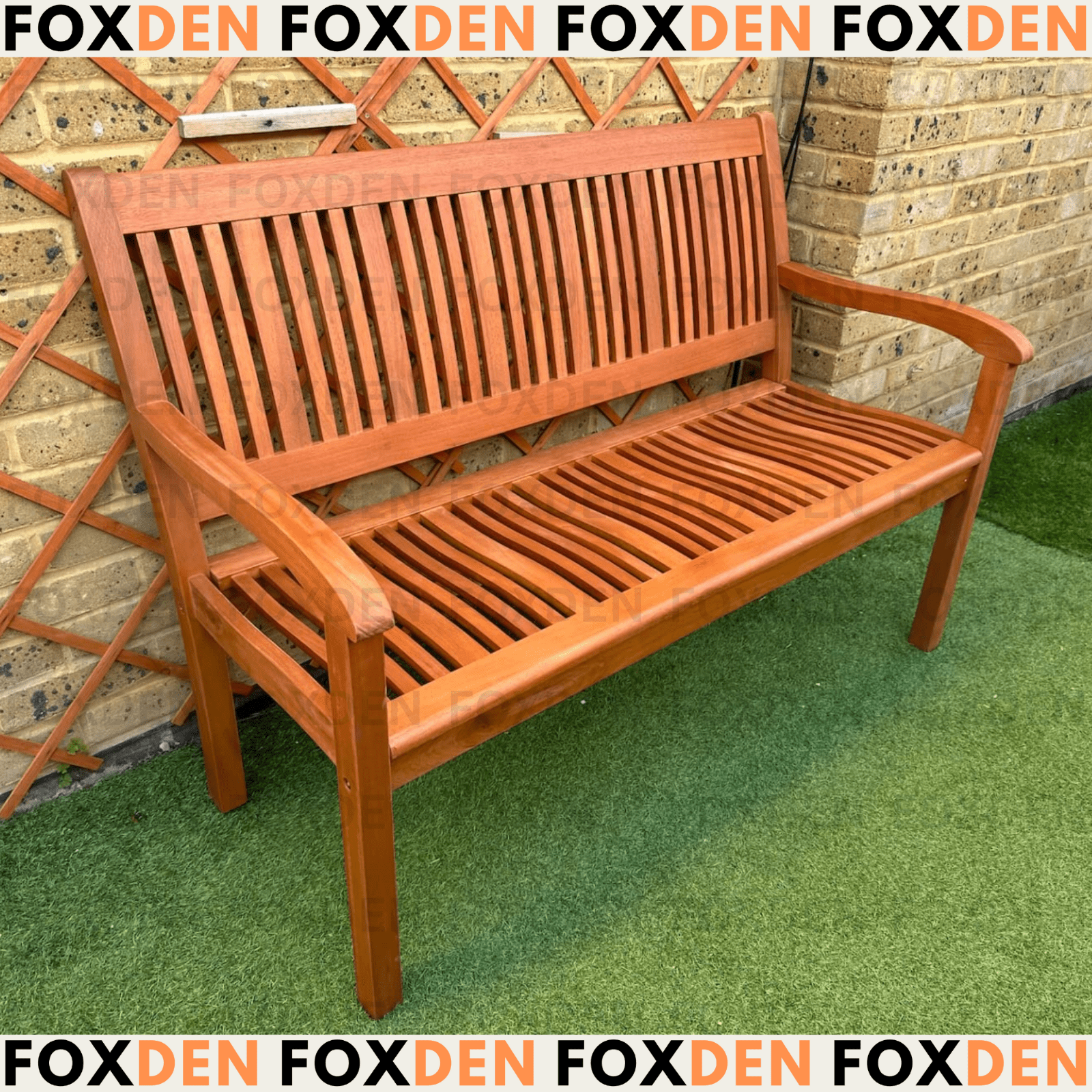 Solid Wood Garden Bench Traditional 2 Seater Bench Brown Outdoor Patio Seating - Home and Garden Furniture Shop - rustic - furniture